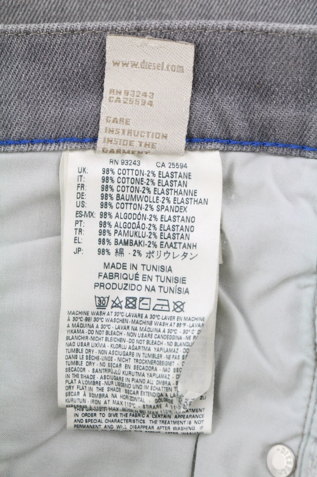 DIESEL Belthy-Ankle 0853H moteriški džinsai W26/L32 Slim Straight žemo juosmens RRP 200 € 