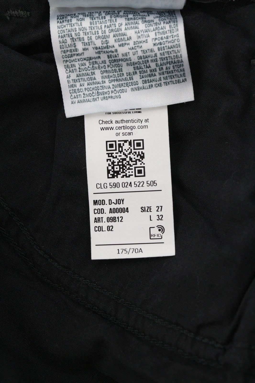 DIESEL D-Joy 09B12 moteriški džinsai W27/L32 Slim Regular Waist Tamprūs, juodi, RRP 175 € 