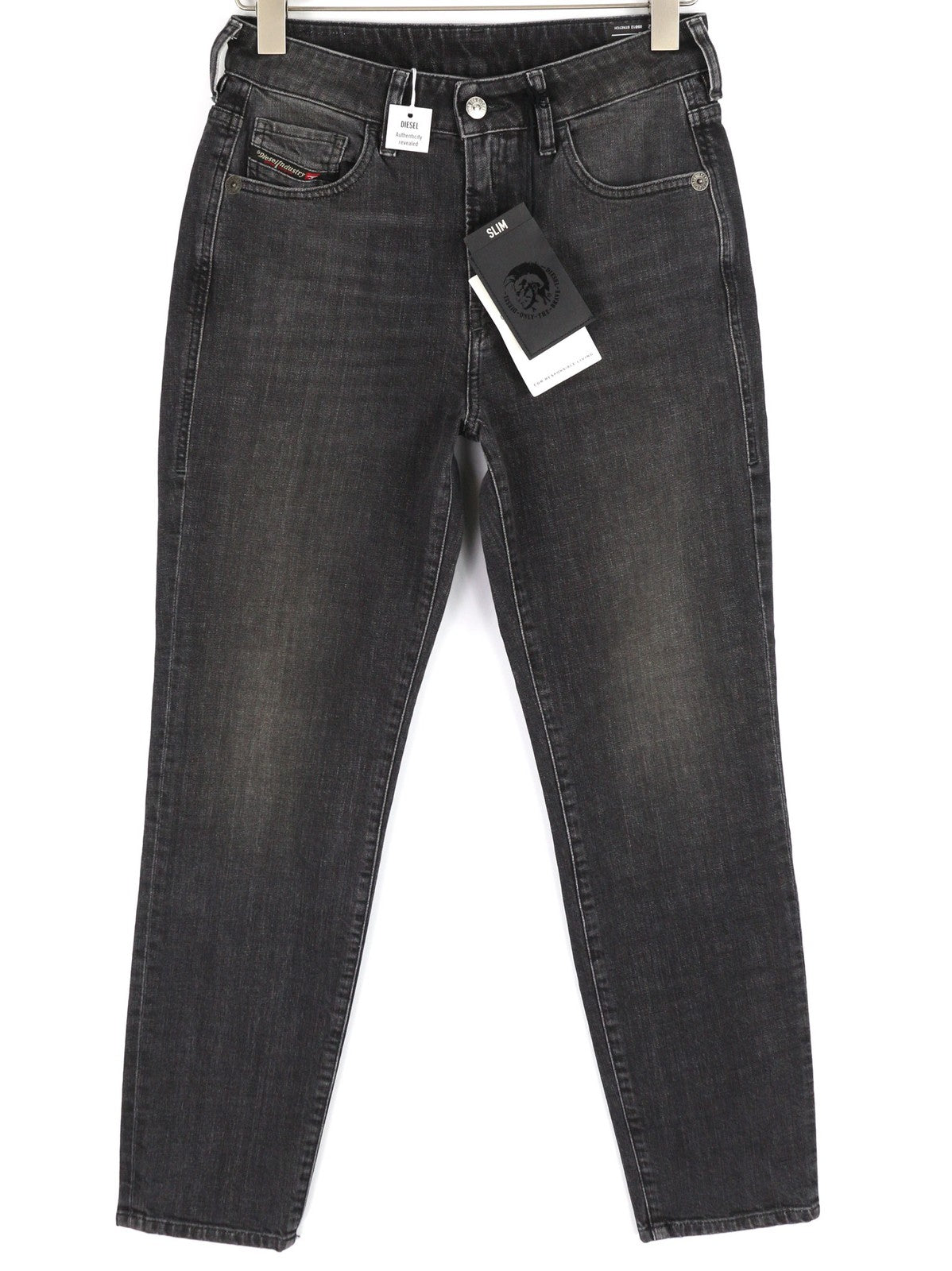 DIESEL D-Joy 09B12 moteriški džinsai W27/L32 Slim Regular Waist Tamprūs, juodi, RRP 175 € 