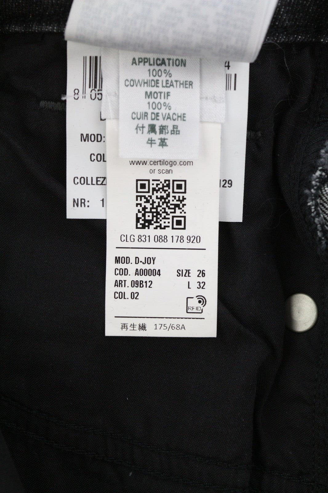 DIESEL D-Joy 09B12 moteriški džinsai W26/L32 Slim Regular Stretch skalbti juodi RRP 175 € 