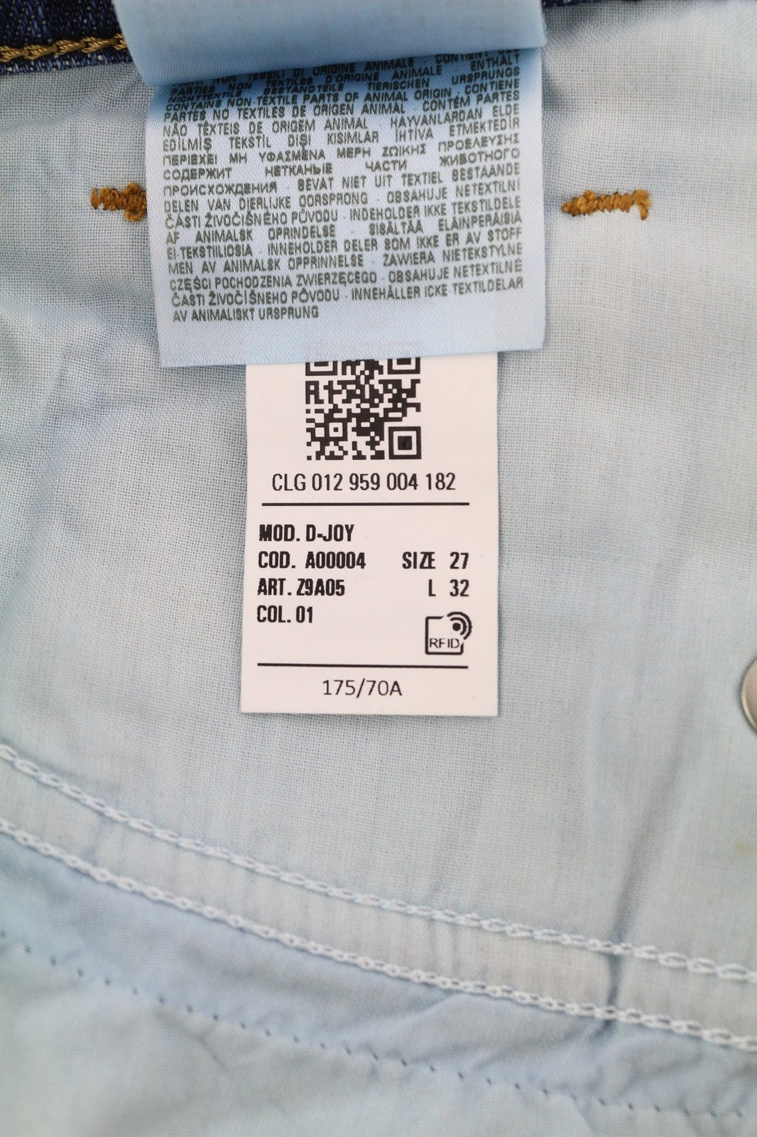 DIESEL D-Joy Z9A05 moteriški džinsai W27/L32 Slim Regular Waist Tamprūs, mėlyni RRP 195 € 