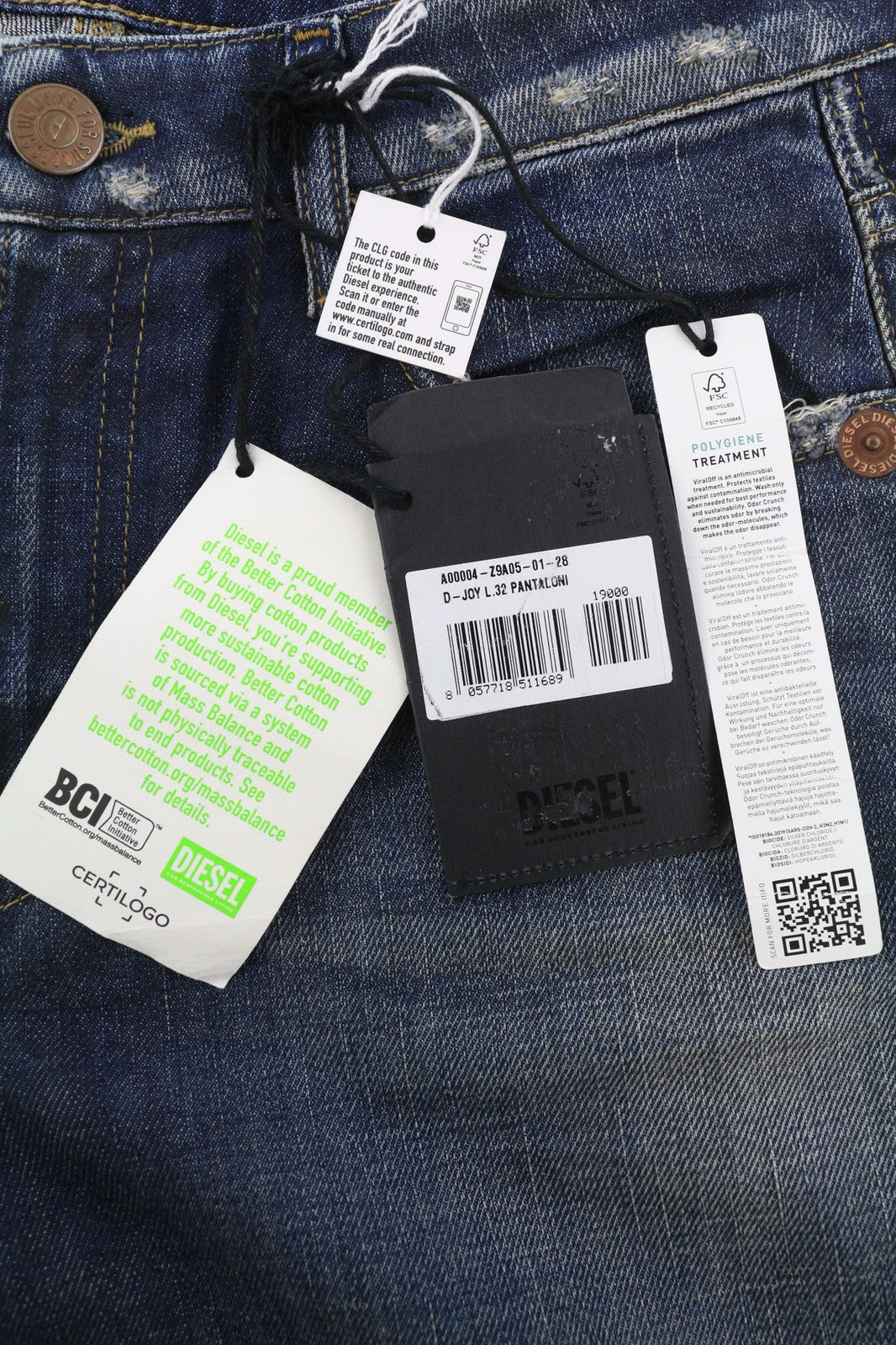 DIESEL D-Joy Z9A05 moteriški džinsai W28/L32 Slim Regular Waist Tamprūs, skalbtos mėlynos spalvos 