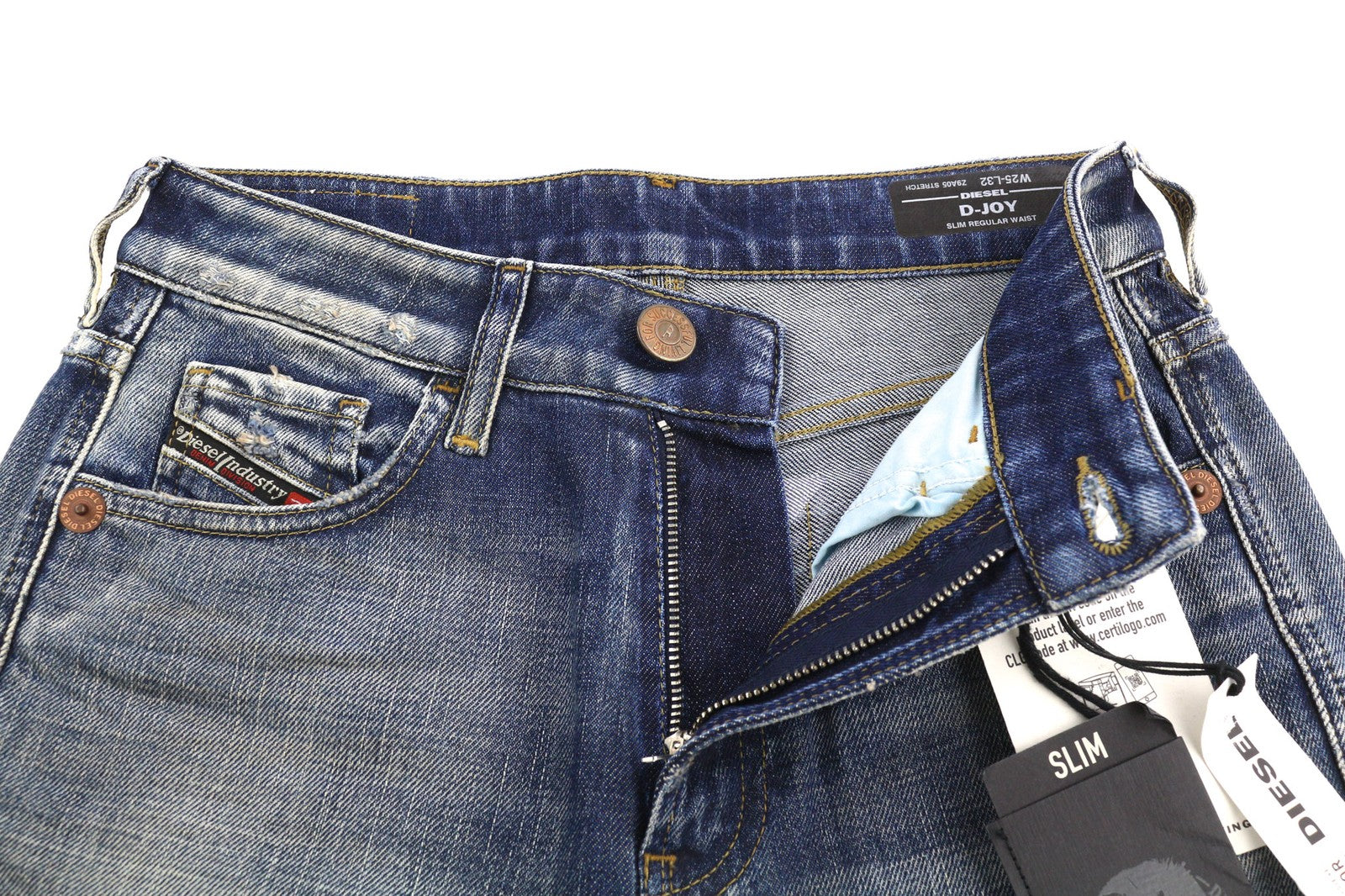 DIESEL D-Joy Z9A05 moteriški džinsai W25/L32 Slim Regular Waist Tamprūs, mėlyni RRP 195 € 