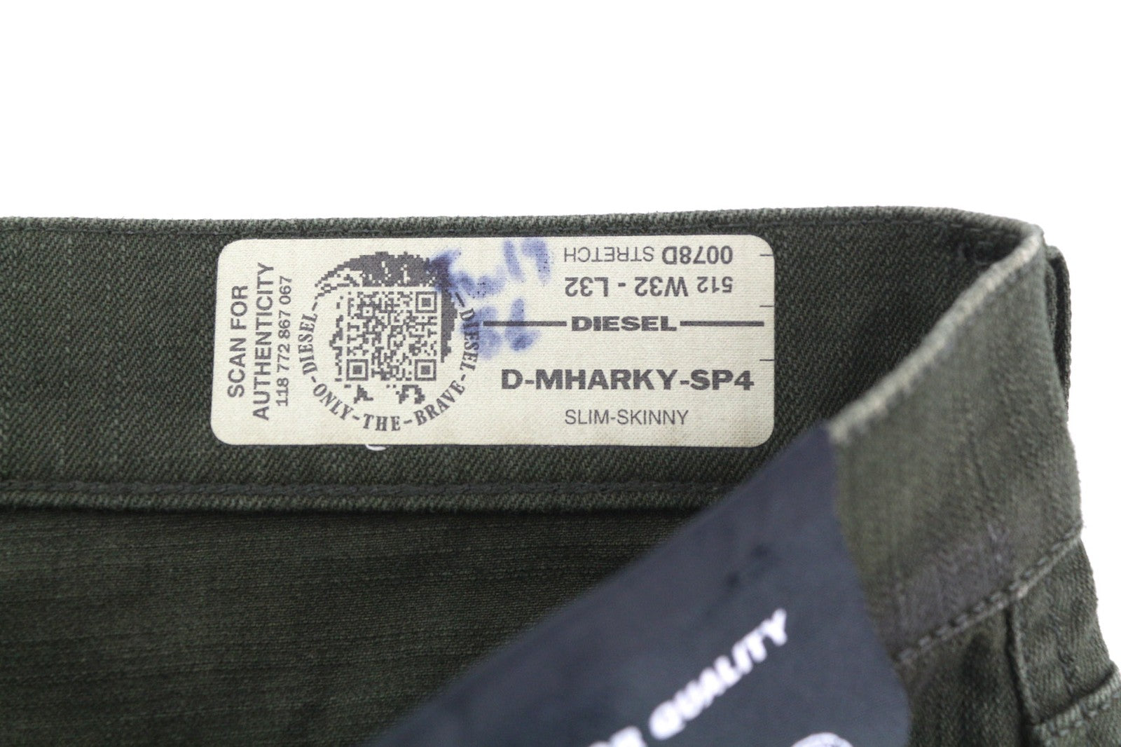 DIESEL D-Mharky-SP4 0078D vyriški džinsai W32/L32 Slim Skinny Tamprūs, Rudi 
