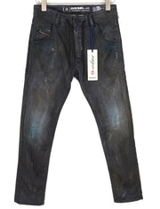 DIESEL CL-Krooley-CB-NE069IA vyriški džinsai W26 Jogg Sweat Stretch Ripped Wash Dark 