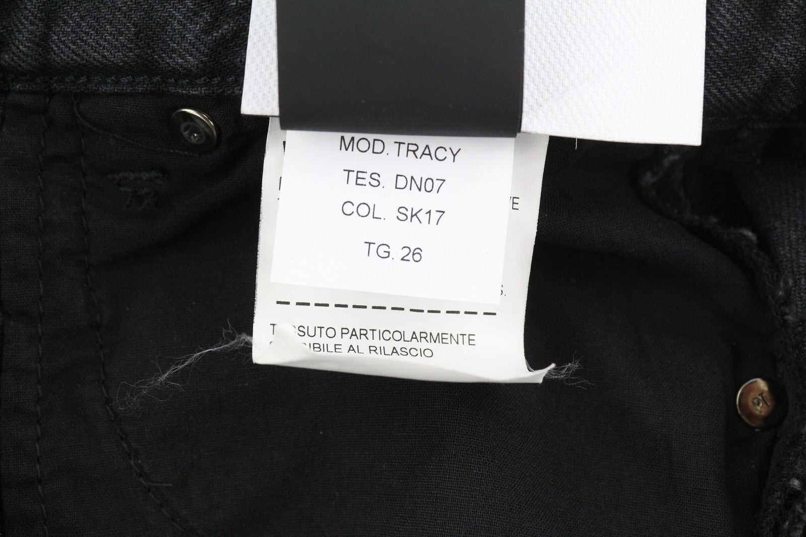 PT TORINO Tracy moteriški džinsai W26 juodi tiesūs cirkonio akmenėliais šone iki kulkšnies 