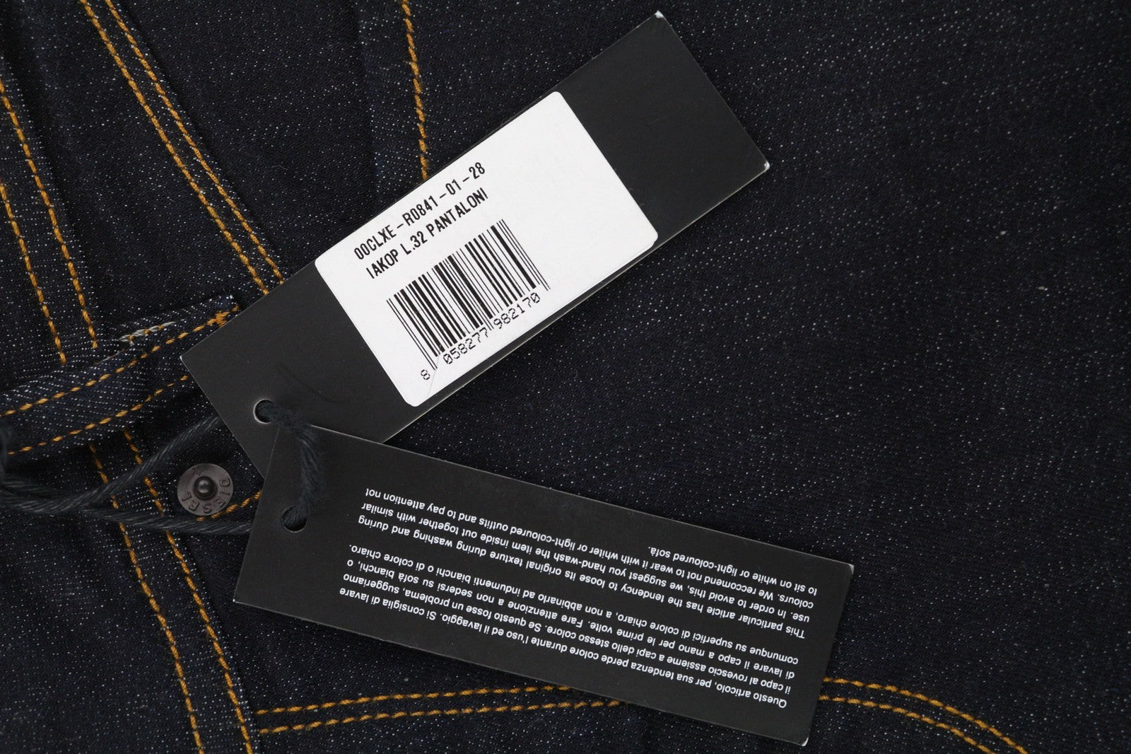 DIESEL Iakop R0841 vyriški džinsai W28/L32 Regular Slim Tapered Stretch tamsiai mėlyni 