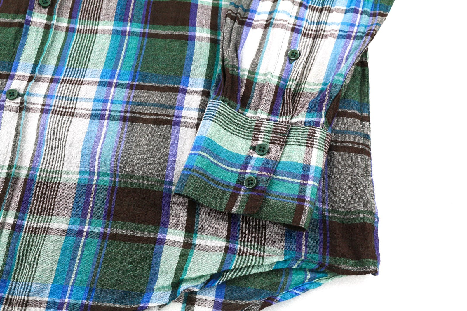 ACNE vyriški marškinėliai, 48 m., žali, mėlyni, languoti, ilgomis rankovėmis, medvilniniai, lininiai 