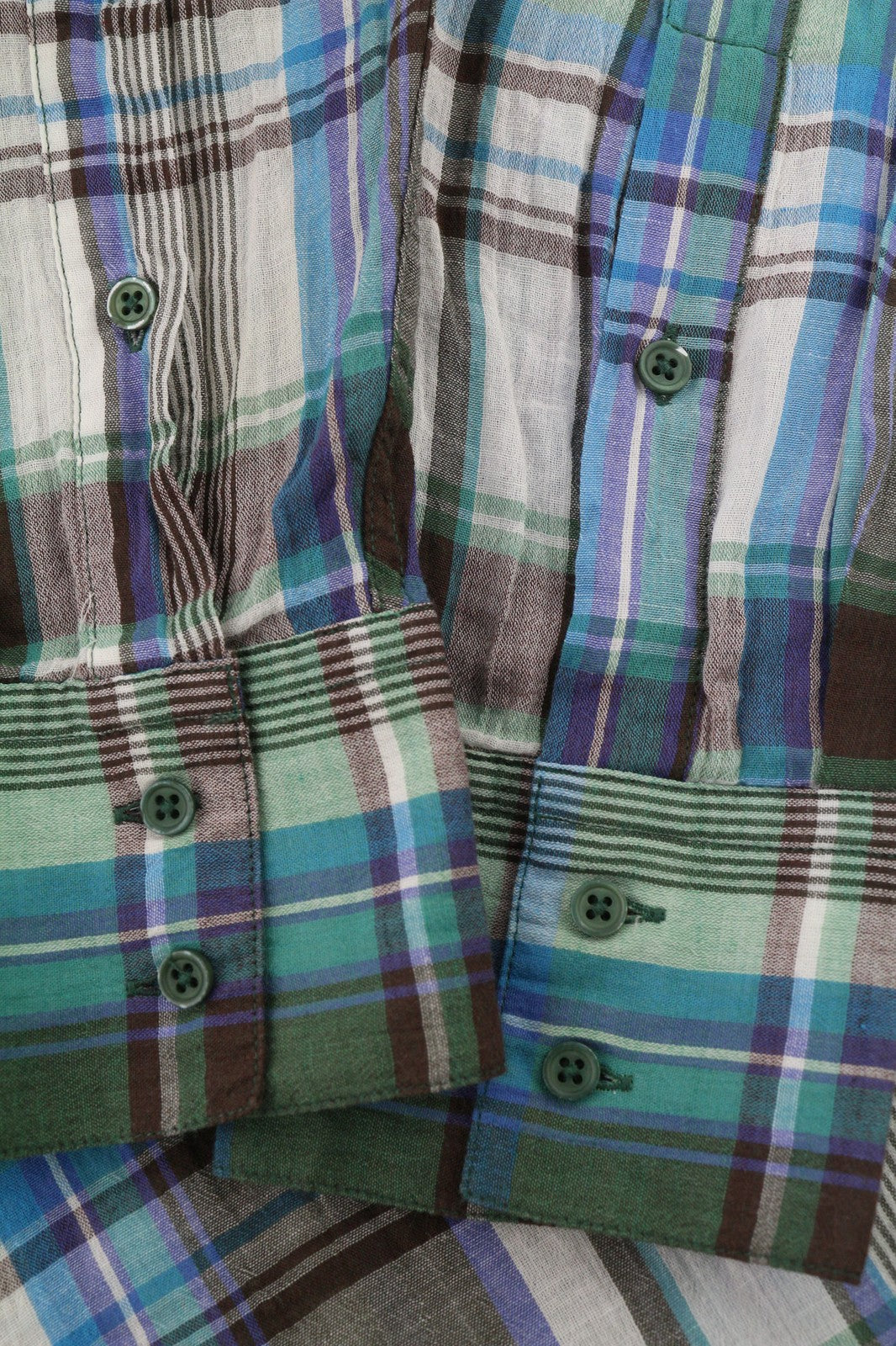 ACNE vyriški marškinėliai, 48 m., žali, mėlyni, languoti, ilgomis rankovėmis, medvilniniai, lininiai 