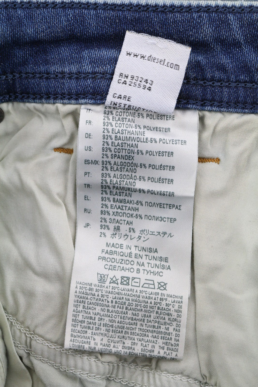 DIESEL Thommer-T 084YQ Vyriški džinsai W27 Jogg Sweat Stretch Slim Washed Mėlyna 