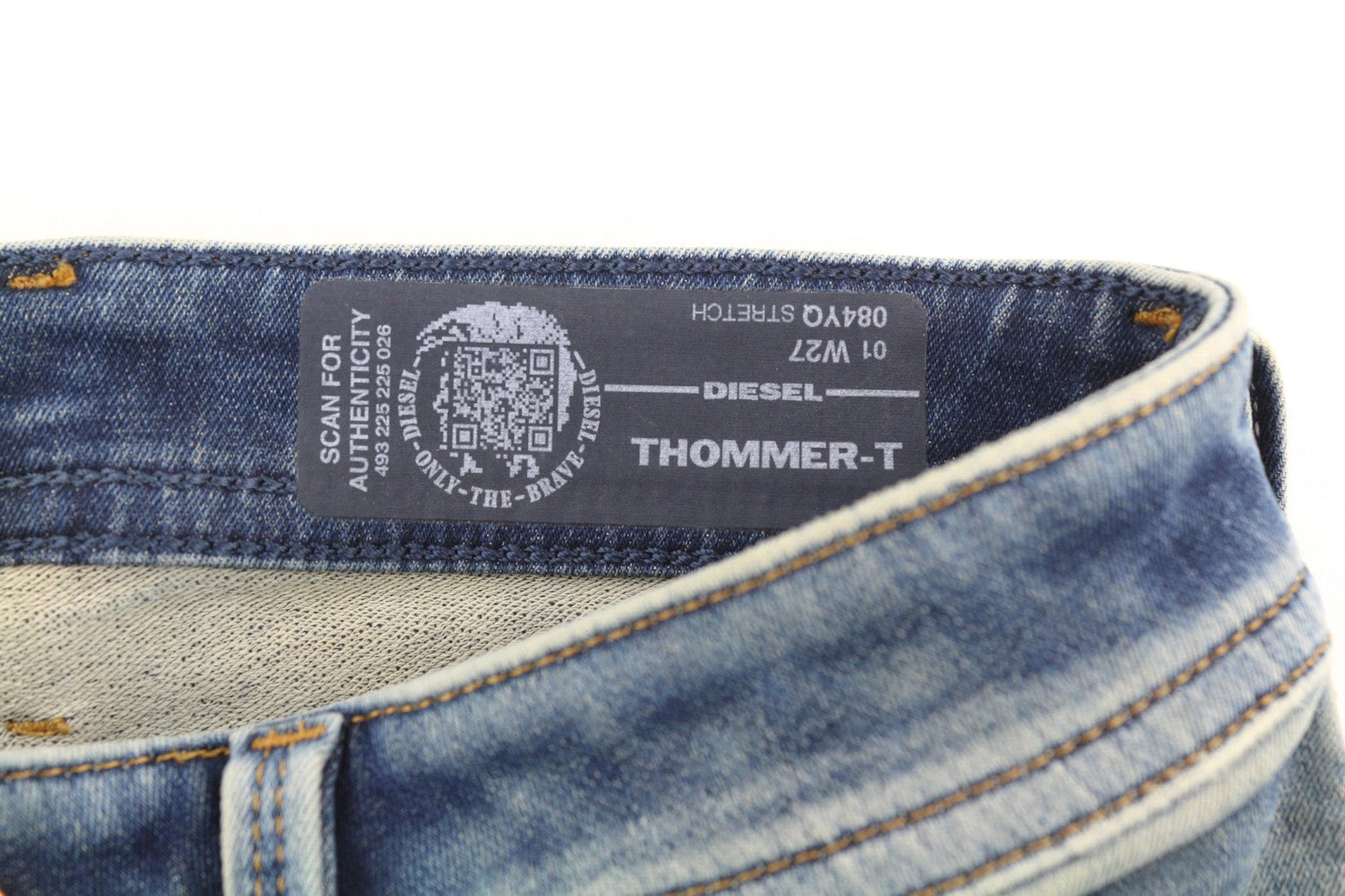DIESEL Thommer-T 084YQ Vyriški džinsai W27 Jogg Sweat Stretch Slim Washed Mėlyna 