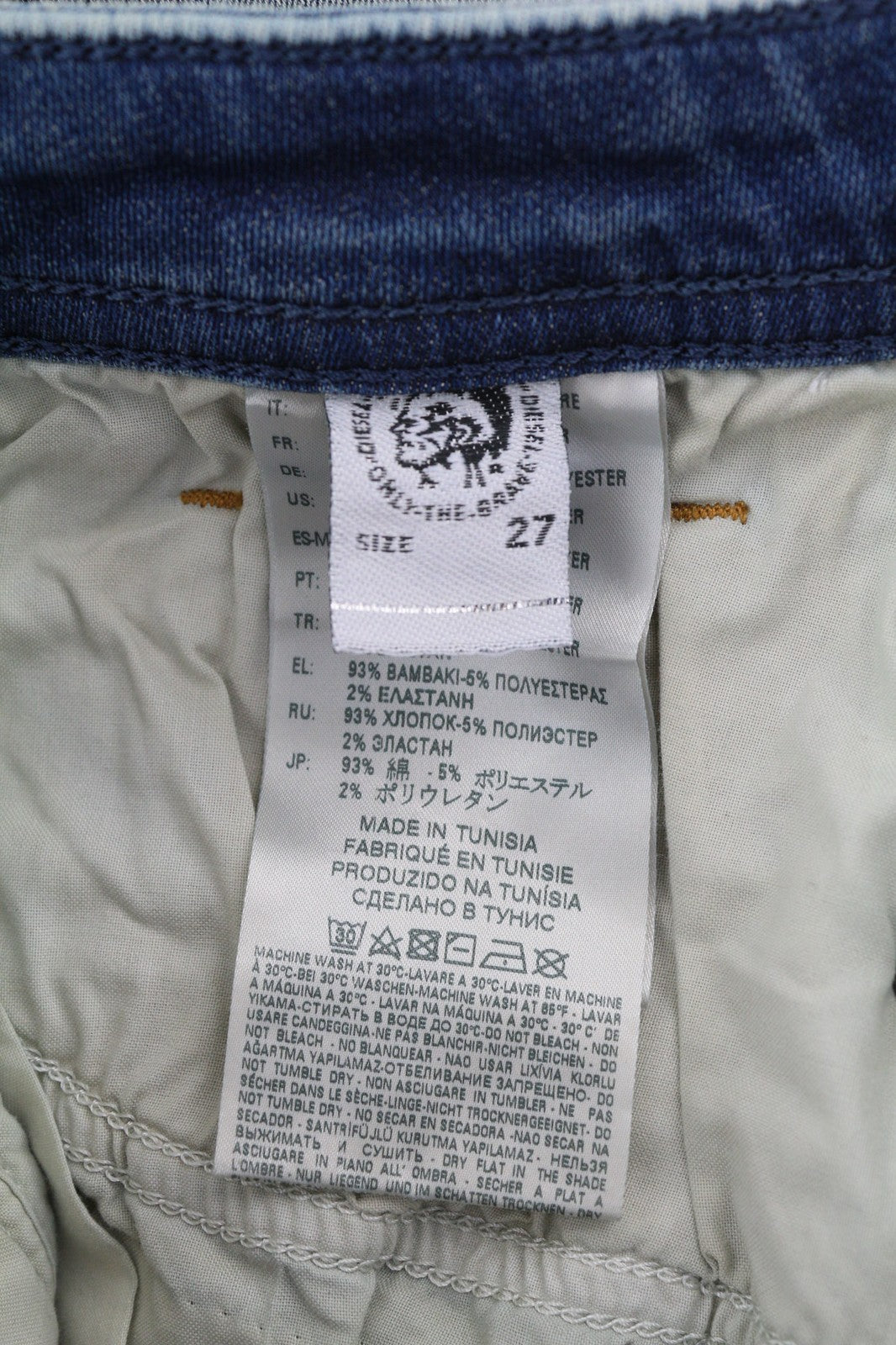 DIESEL Thommer-T 084YQ Vyriški džinsai W27 Jogg Sweat Stretch Slim Washed Mėlyna 