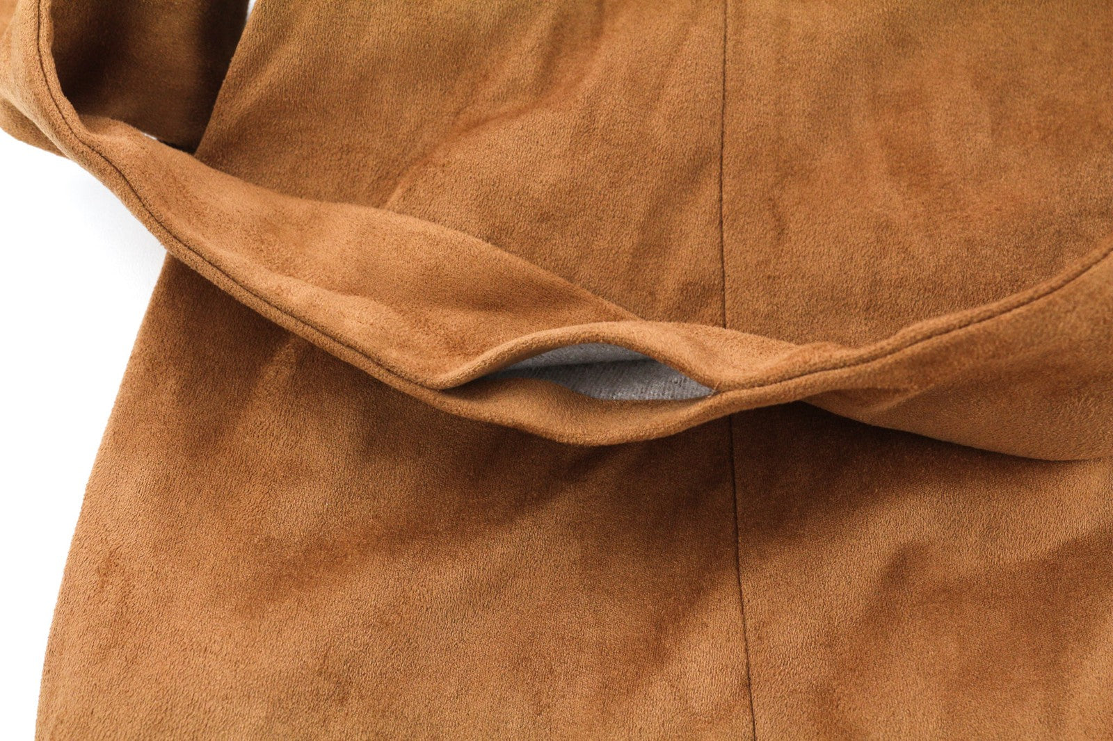 NIFE moteriškas rudas dirbtinės zomšos tamprus paltas M, su diržu, ilgas, dvieilis 