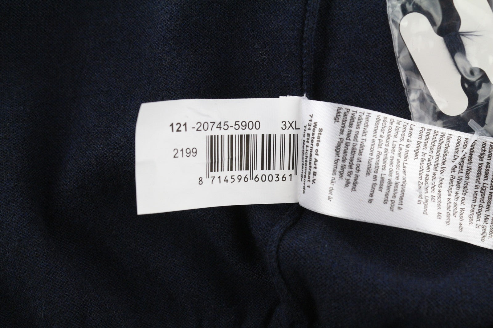 „STATE OF ART“ vyriškas džemperis su V formos iškirpte, 3XL dydžio, tamsiai mėlynas, medvilninis, šilkinis, kašmyro. 