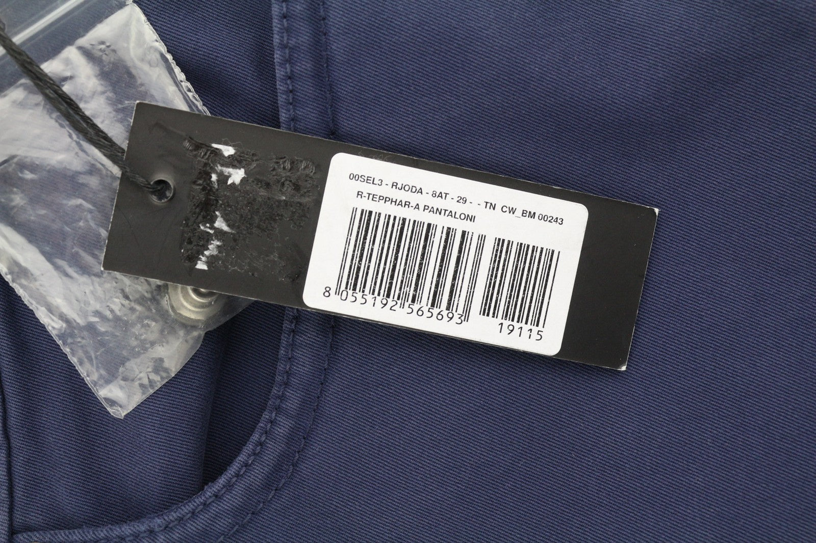 DIESEL R-Tepphar-A vyriški džinsai W29 Slim su sagomis ir kišenėmis, mėlyni