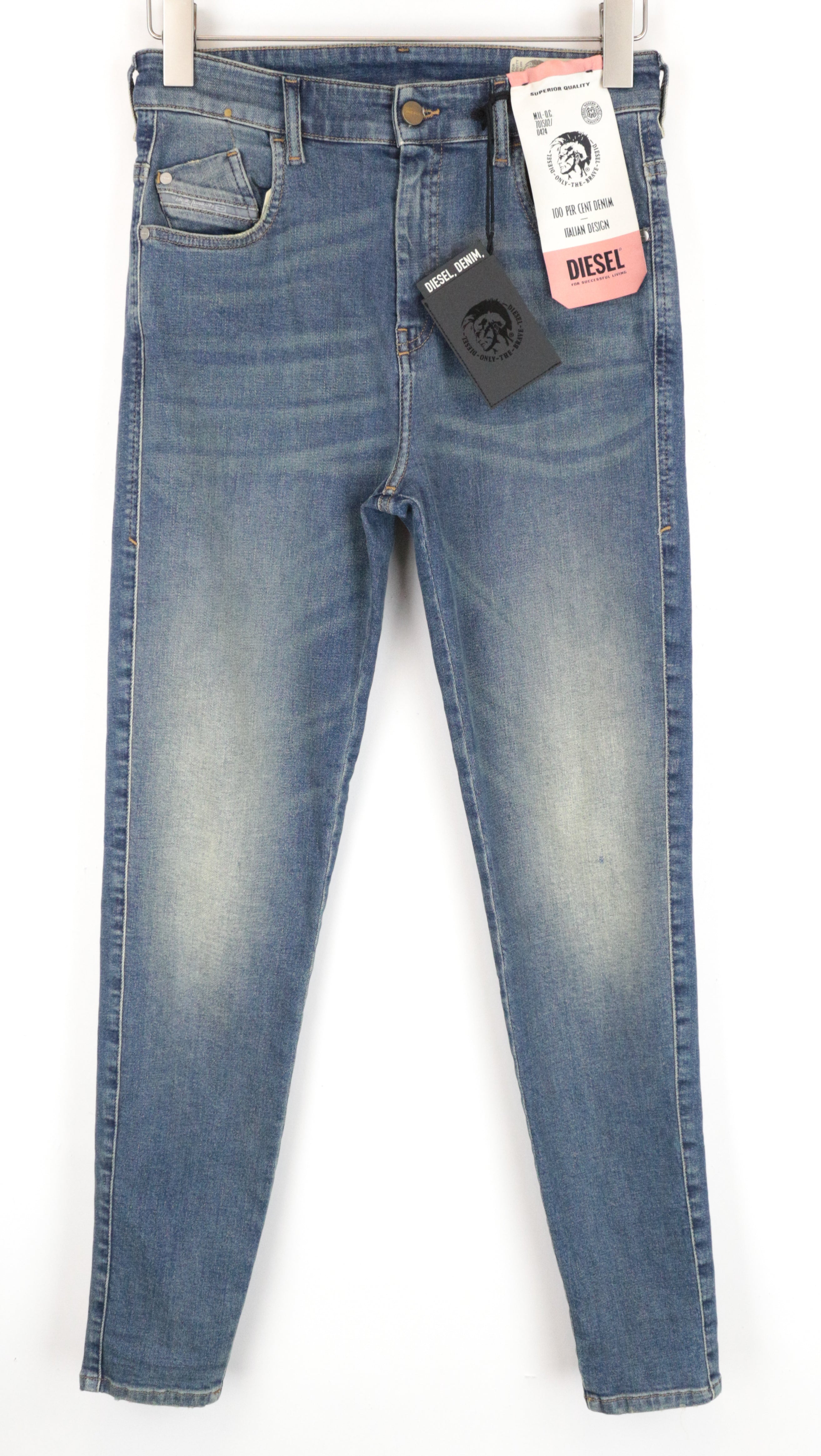 DIESEL Slandy-High 085AZ moteriški bateliai W28/L32 mėlyni, itin aptempti, tamprūs, skalbti 