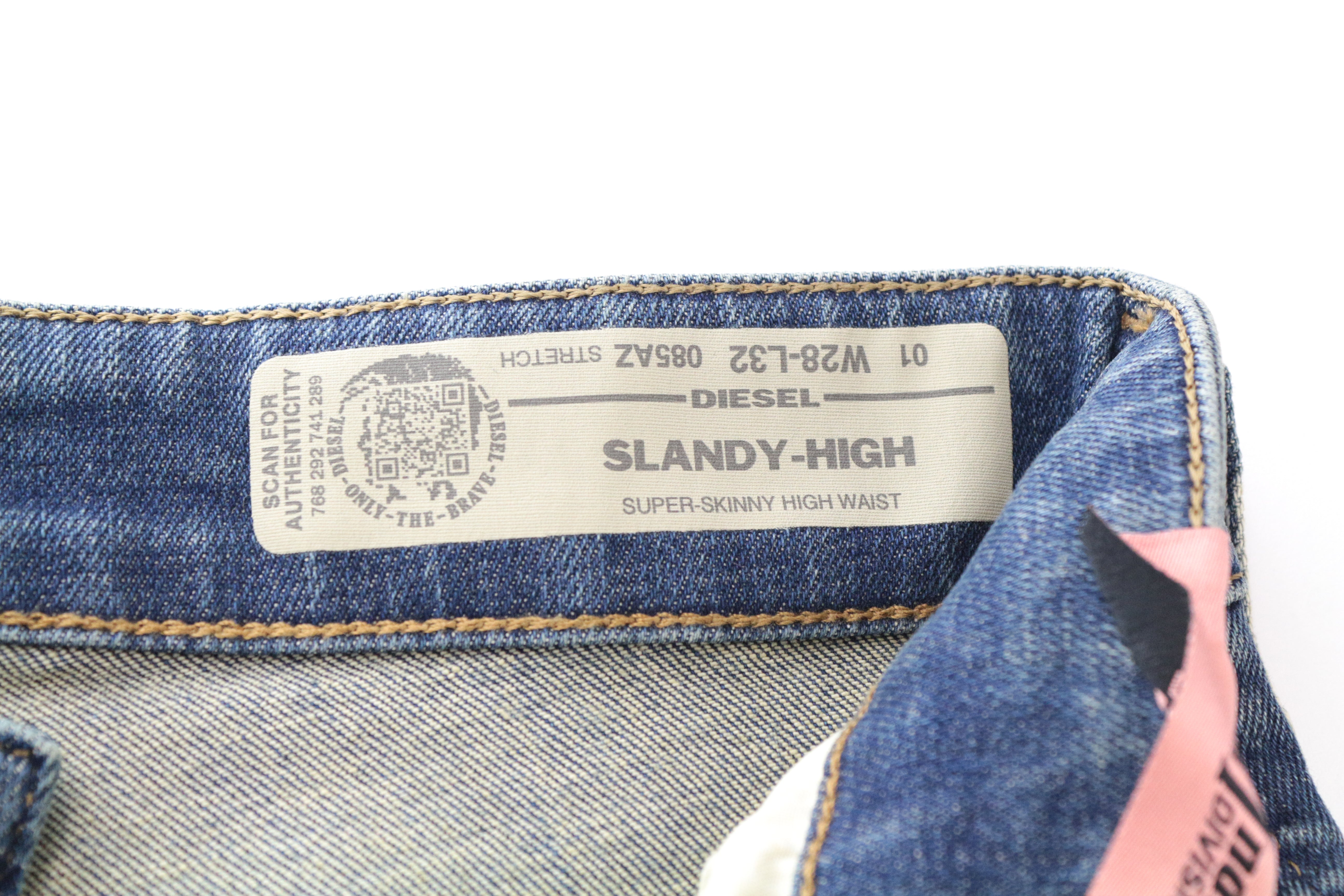 DIESEL Slandy-High 085AZ moteriški bateliai W28/L32 mėlyni, itin aptempti, tamprūs, skalbti 