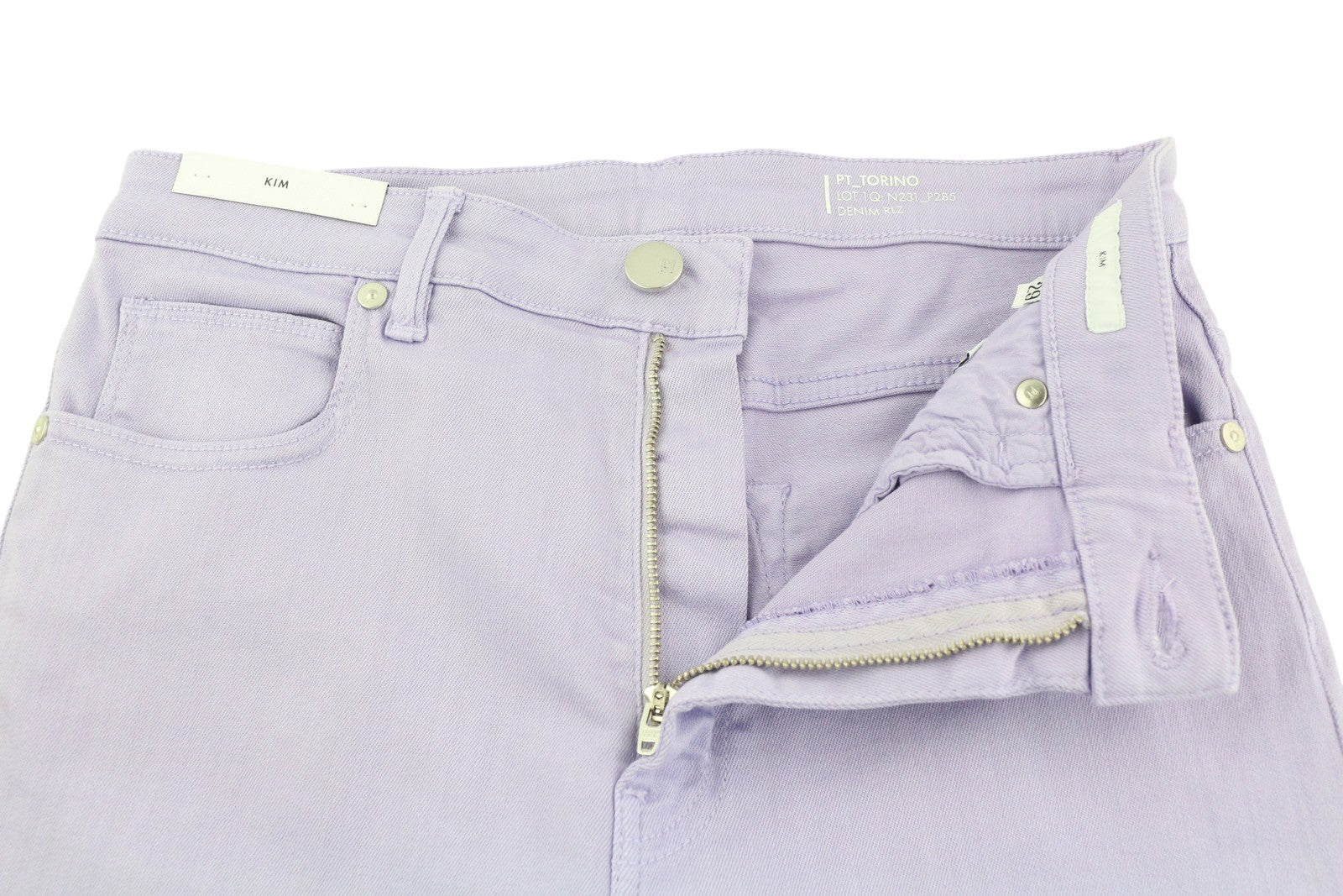 PT TORINO Kim moteriški džinsai W29 violetinės violetinės spalvos platėjantys tamprūs džinsai iki kulkšnies RRP 225 € 