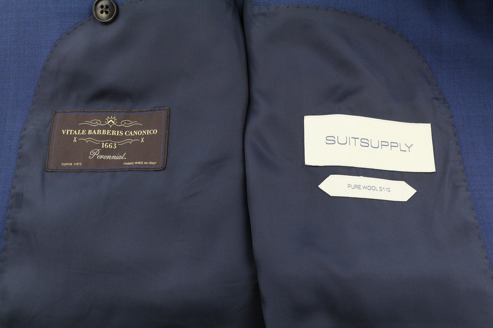 SUITSUPPLY Lazio vyriškas švarkas UK38R vilnos super 110s plonas mėlynas 