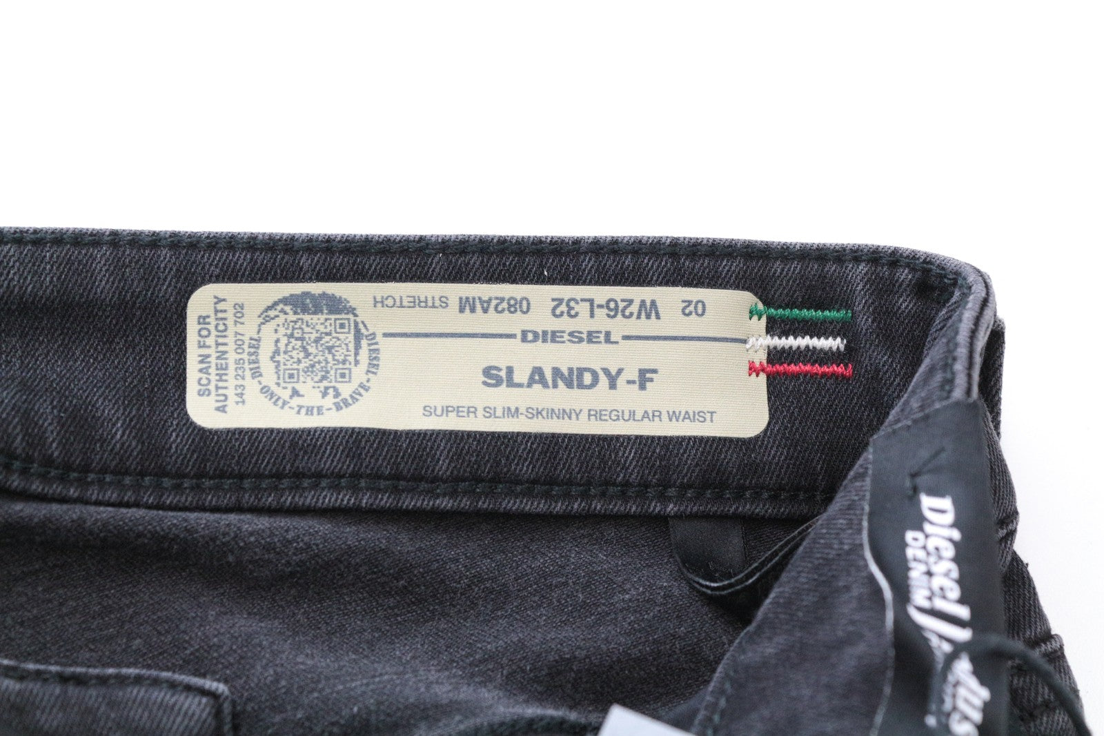 DIESEL Slandy-F 082AM moteriški džinsai W26/L32 itin ploni pilki, aptempti, medvilniniai 