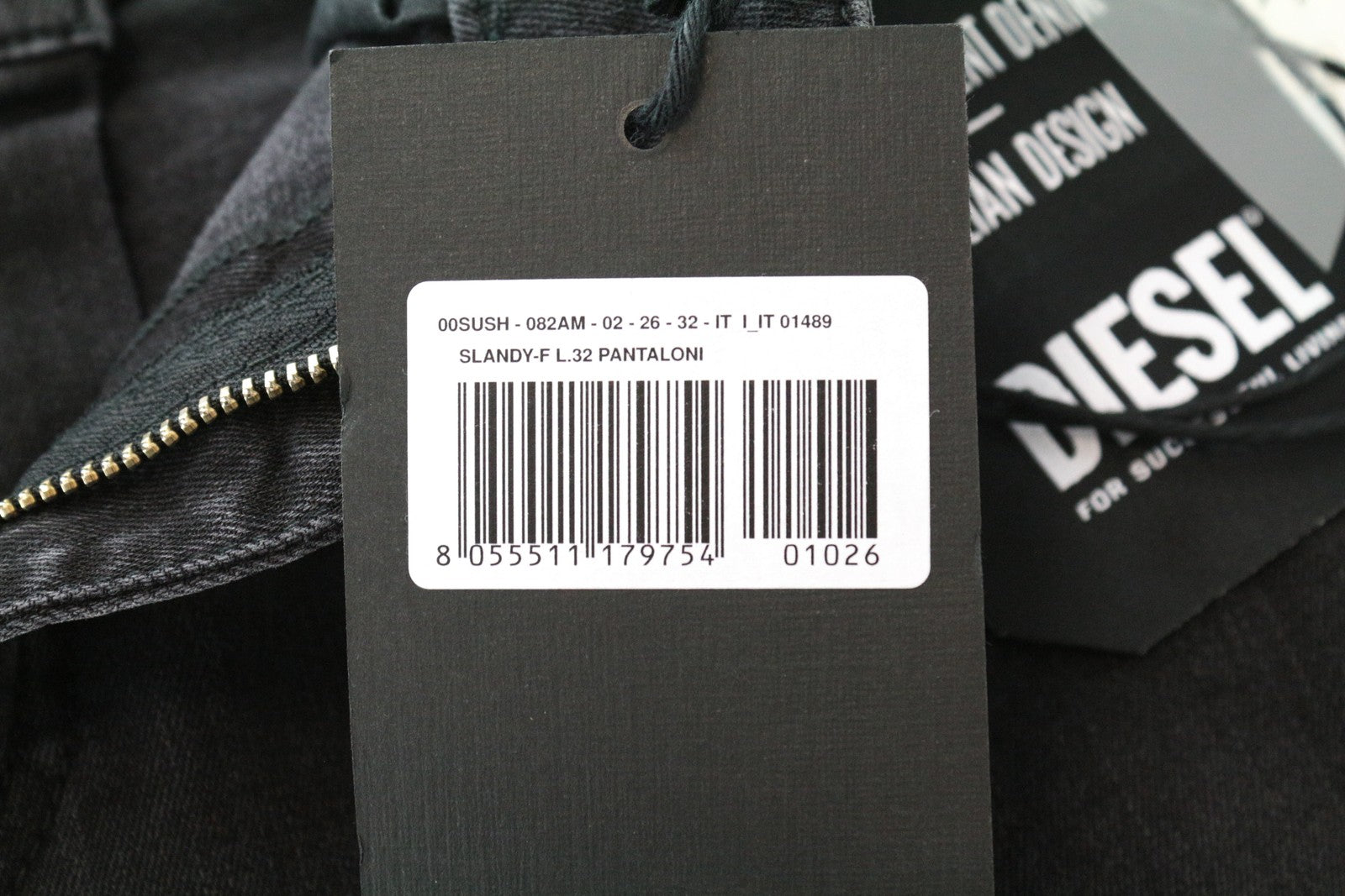 DIESEL Slandy-F 082AM moteriški džinsai W26/L32 itin ploni pilki, aptempti, medvilniniai 