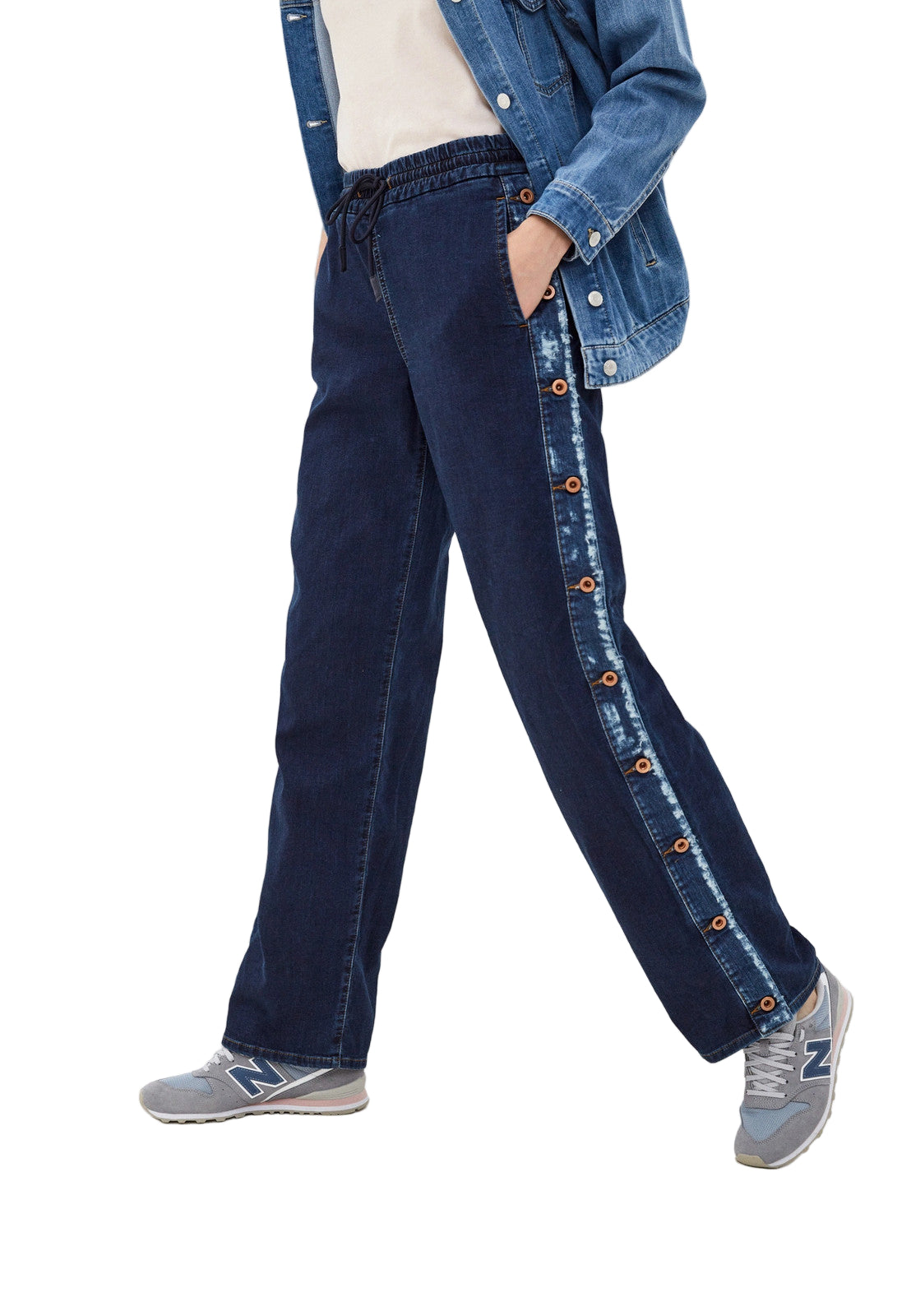 DIESEL Abbie-Ne 069AW moteriški džinsai W27 Jogg Fit mėlyni platūs tamprūs medvilniniai džinsai 