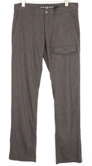 RICHMOND Men's Trousers 48 Brown Flat Front Button Casual Wool Blend Pants