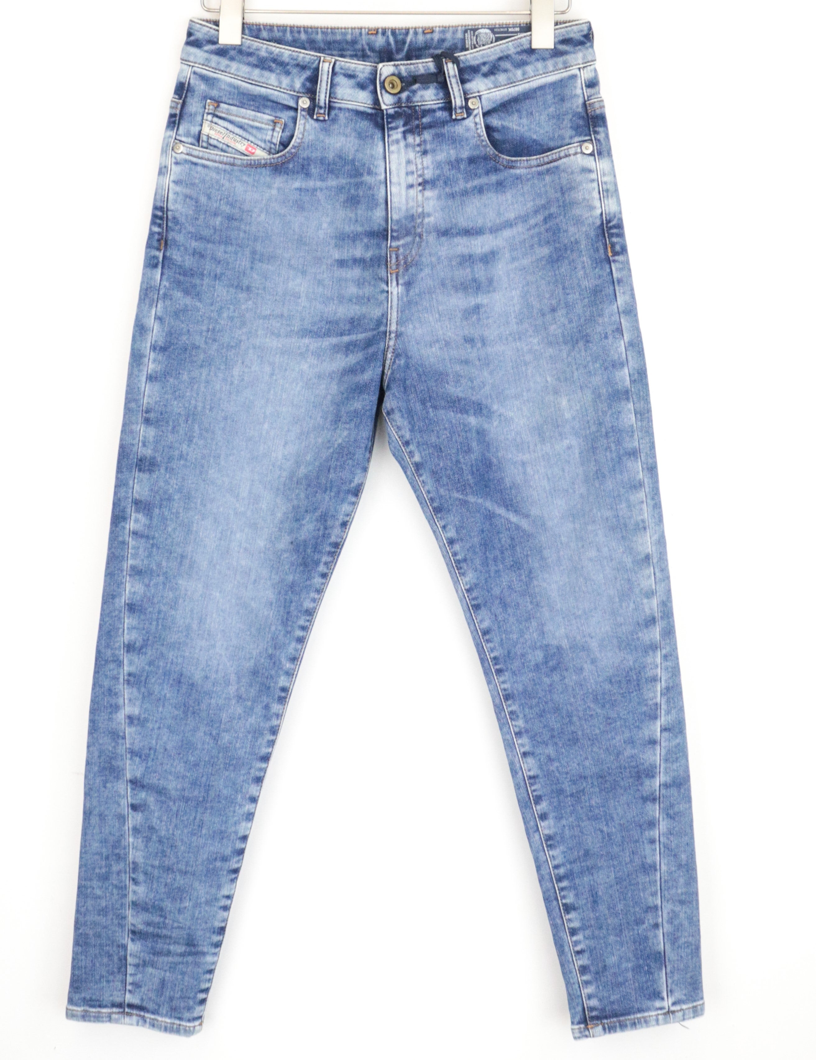 DIESEL Candys-T 0870K moteriški džinsai W27 mėlyni medvilniniai tamprūs skalbti įprasto kirpimo 