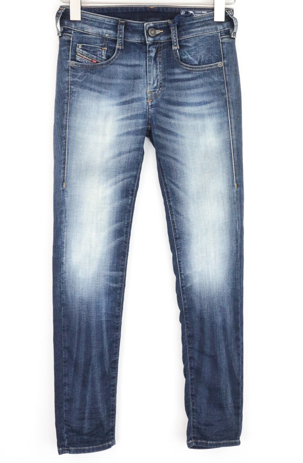 DIESEL D-Ollies-NE 069IE moteriški W27 Slim Fit skalbti Jogg mėlyni tamprūs džinsai 