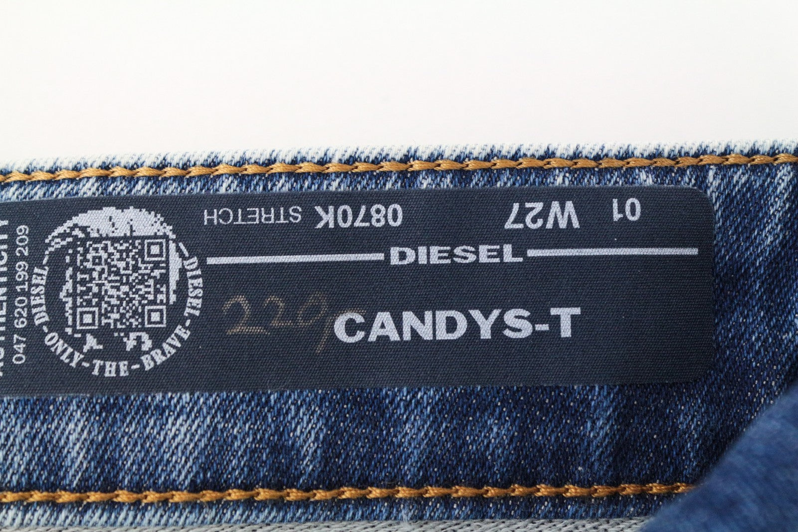 DIESEL Candys-T 0870K moteriški W27 mėlyni medvilniniai skalbti tamprūs džinsai 
