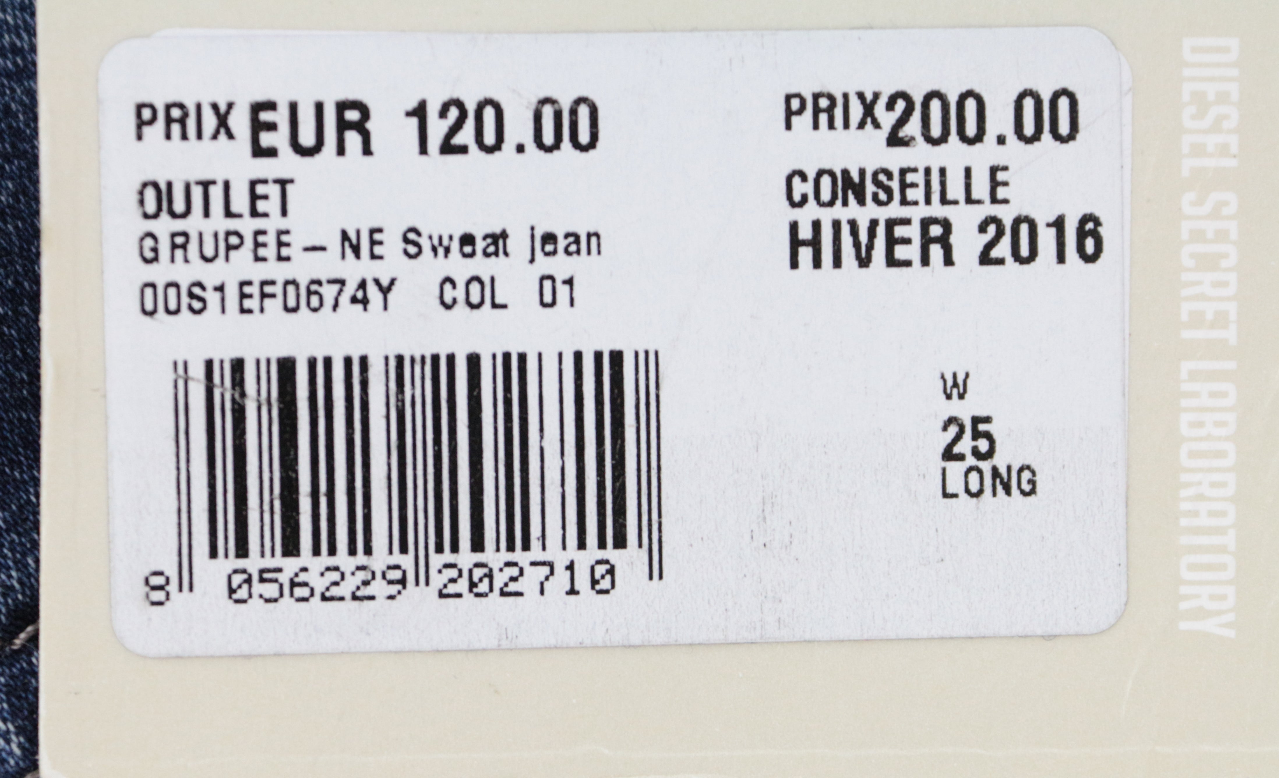 DIESEL Grupee-Ne 0674Y moteriškos W25 mėlynos medvilninės plonos, tamprios džinsinės jogg kelnės. 