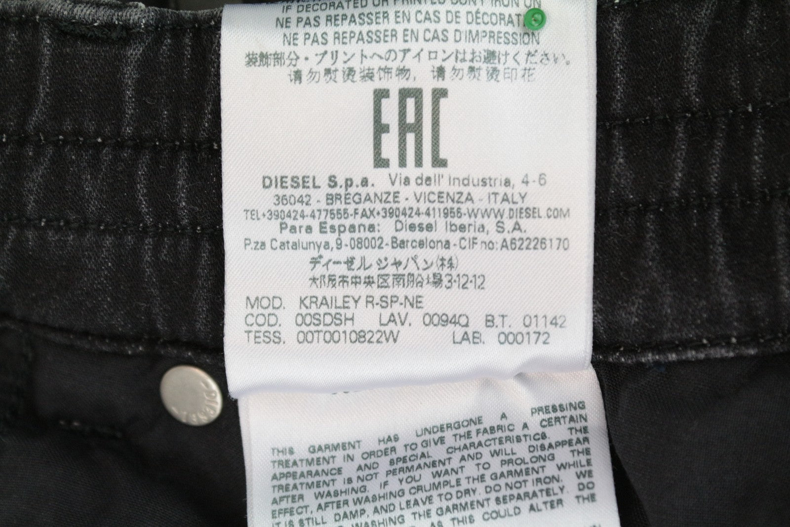 DIESEL Krailey R-SP-NE 0094Q moteriški W27 Jogg džinsai pilki, ploni, tamprūs 