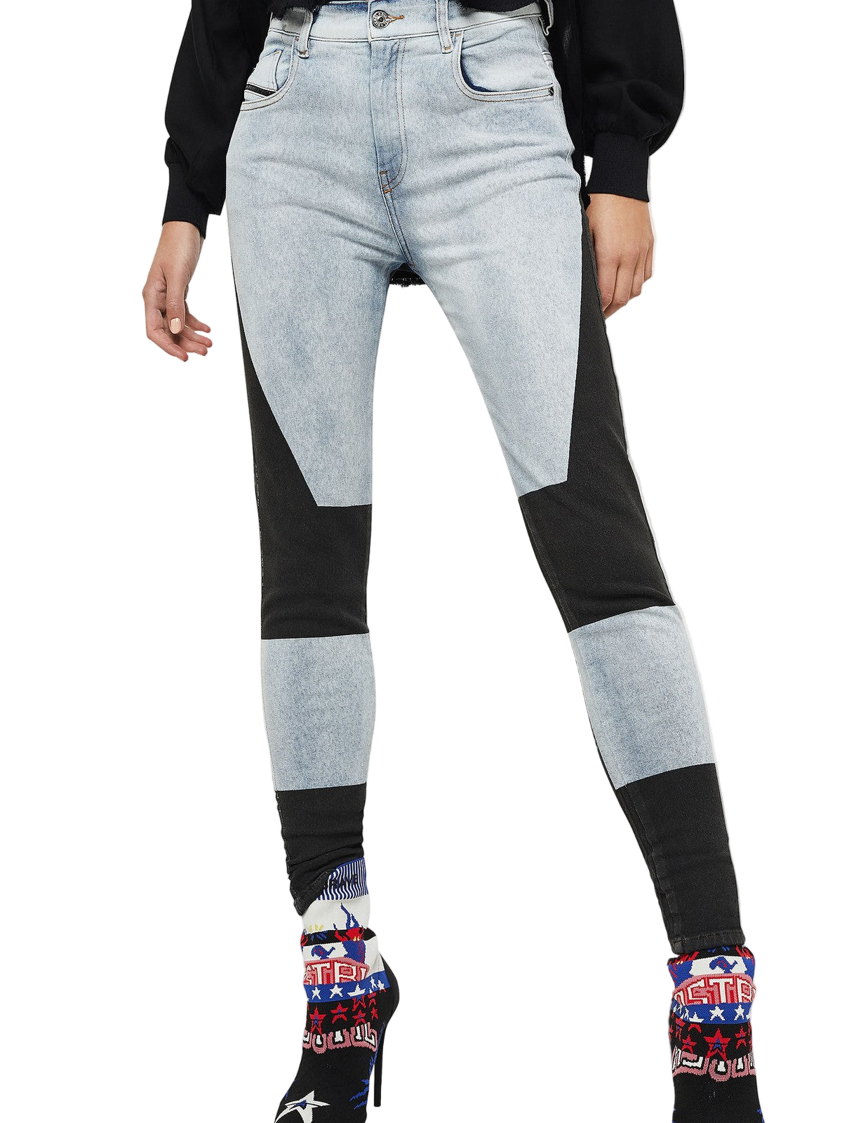 DIESEL Slandy-High-SP 0890M moteriški W26/L32 aptempti tamprūs skalbti džinsai 