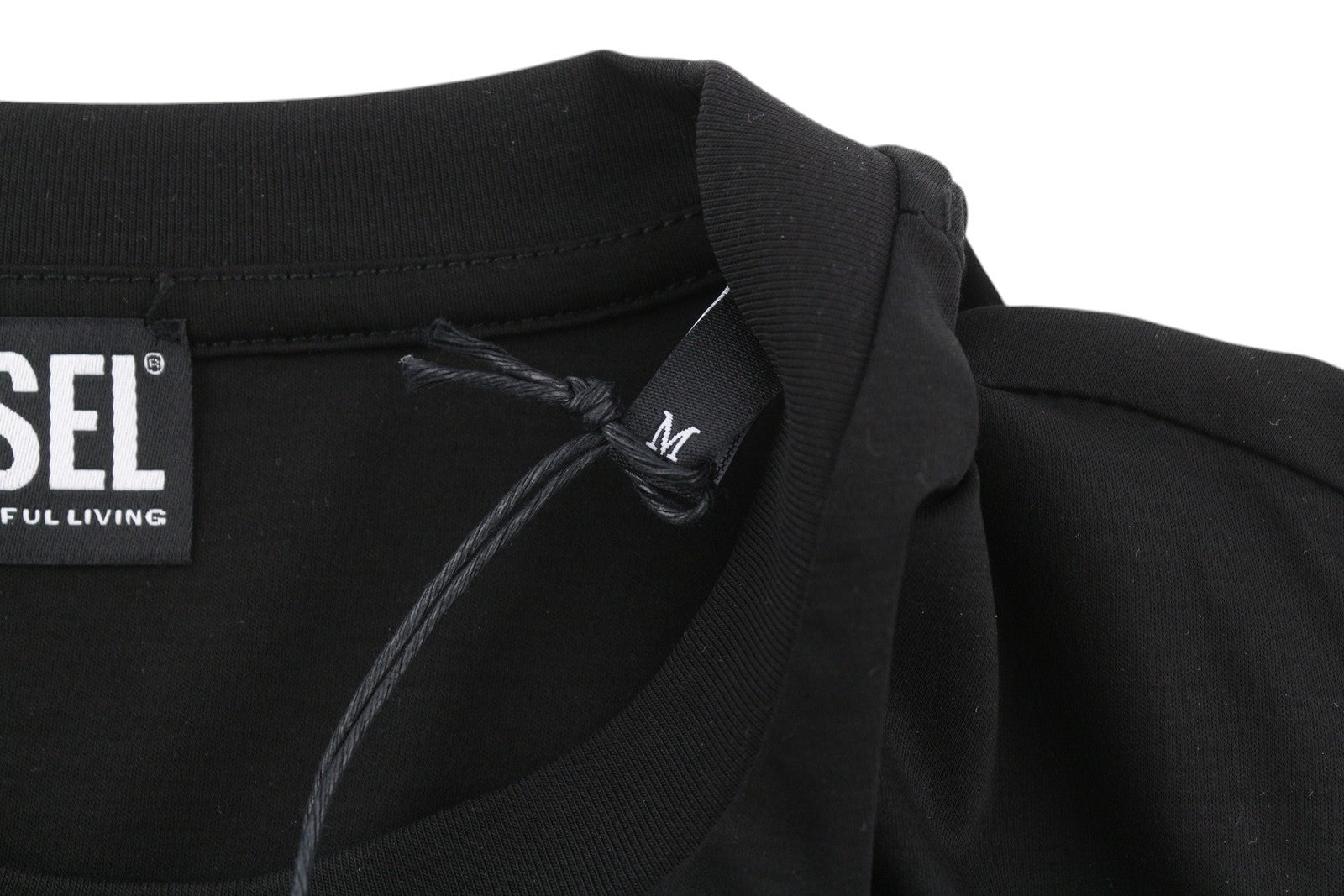 DIESEL T-Just-Working vyriški marškinėliai M, juodi, apvalios iškirptės, trumpomis rankovėmis, medvilniniai trikotažiniai marškinėliai