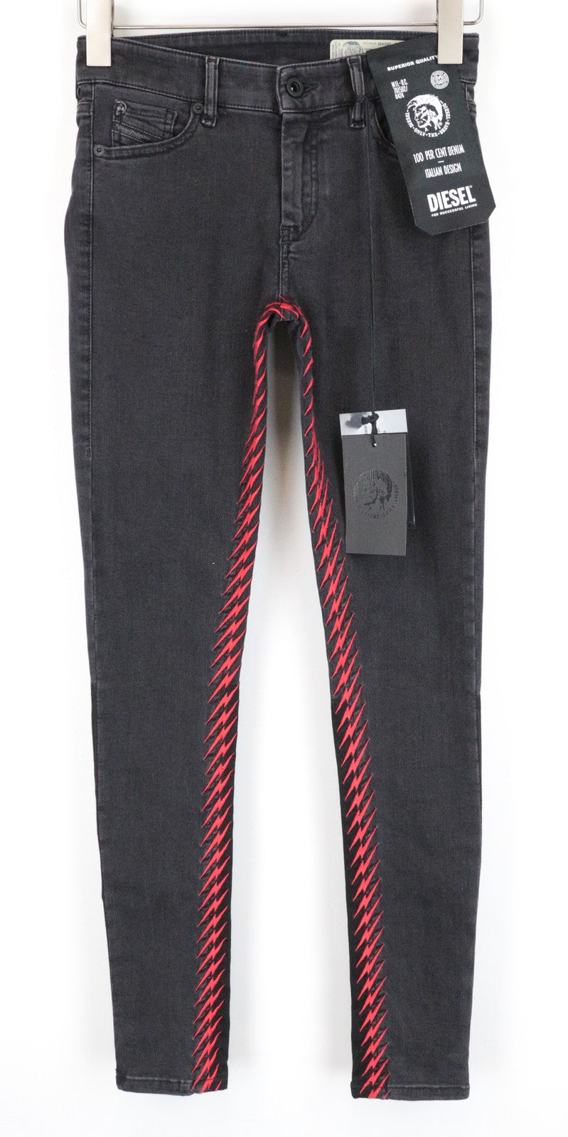 DIESEL Slandy-F 082AM moteriški pilki, ploni, itin aptempti džinsai iš medvilnės, W28/L30 