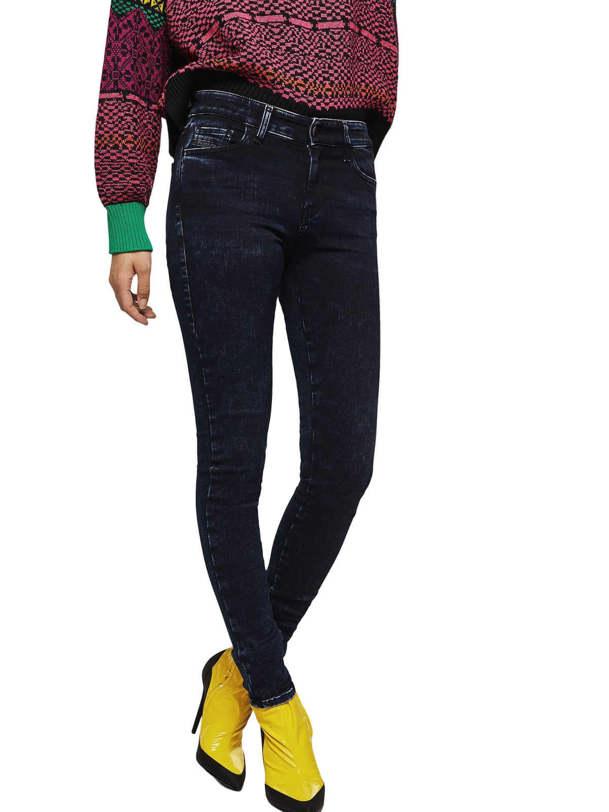 DIESEL Slandy-High 082AU moteriški džinsai W26/L32 itin aptempti, mėlyni, tamprūs medvilniniai džinsai 