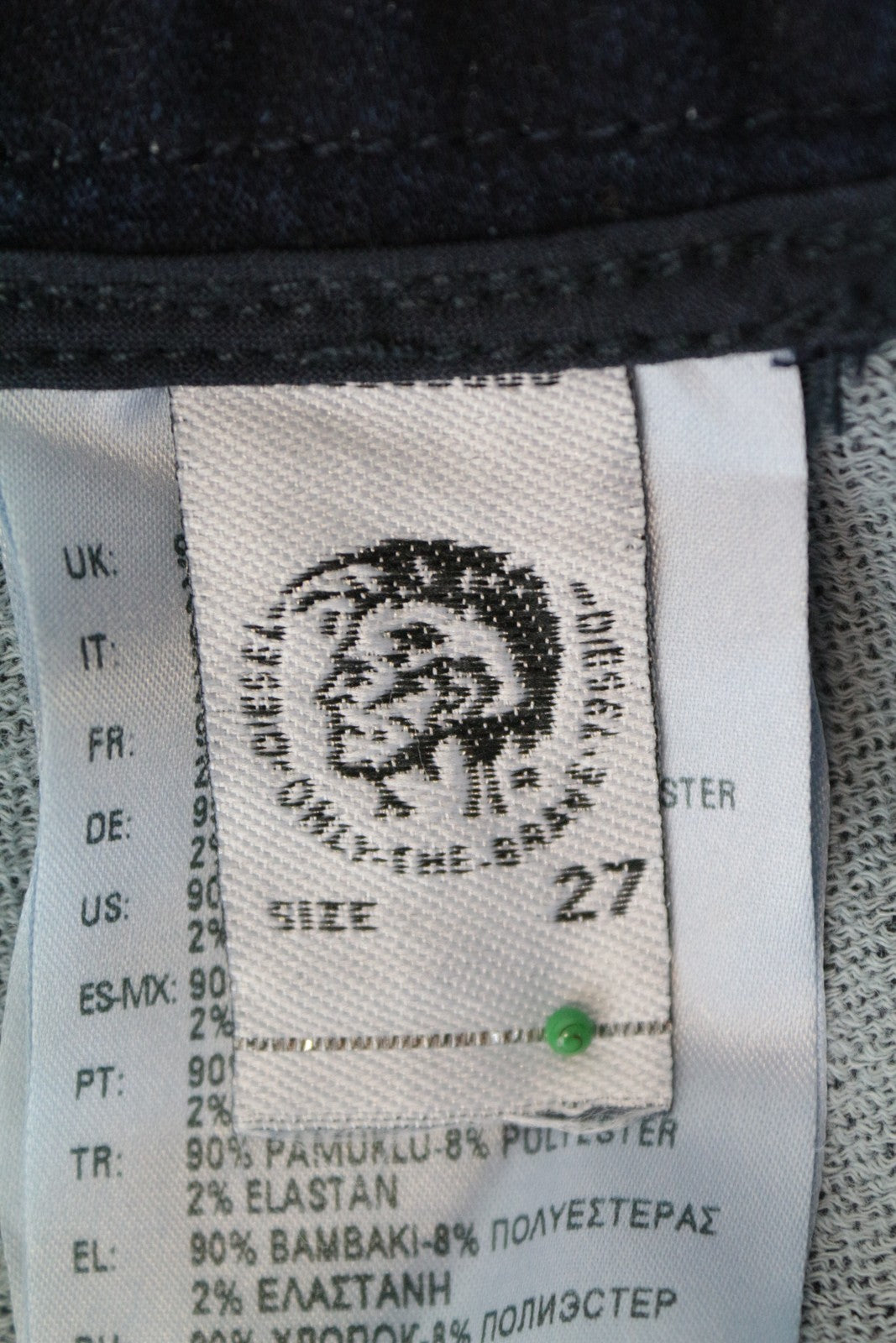 DIESEL Abbie-Ne 069AW moteriški W27 Jogg plačių klešnių mėlyni tamprūs medvilniniai džinsai 