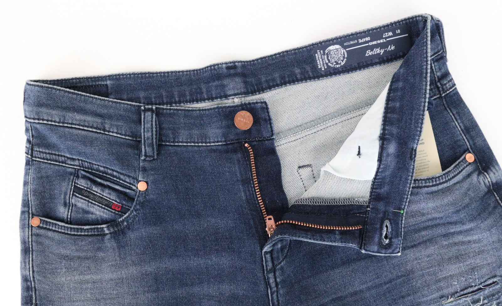 DIESEL Belthy-Ne 084PE moteriški W27 Jogg mėlyni tiesūs, tamprūs medvilniniai džinsai 