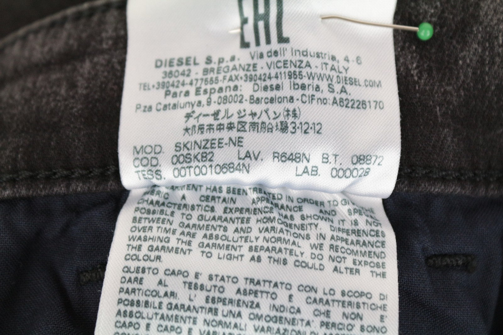 DIESEL Skinzee-NE R648N moteriškos W27 Skinny Jogg pilkos medvilninės tamprios džinsinės kelnės 