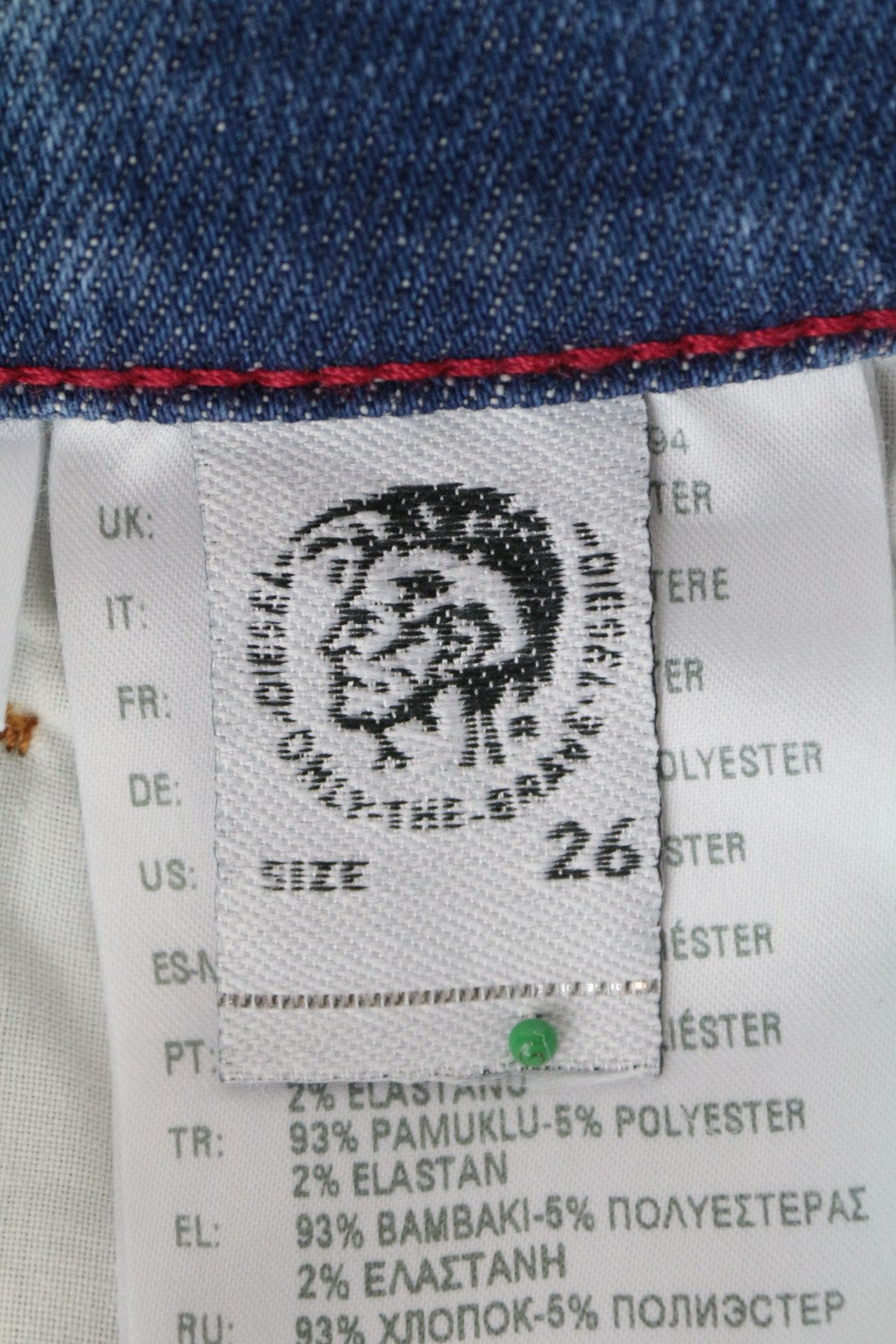 DIESEL Widee 087AR moteriški W26/L32 mėlyni tiesaus kirpimo medvilniniai tamprūs džinsai 