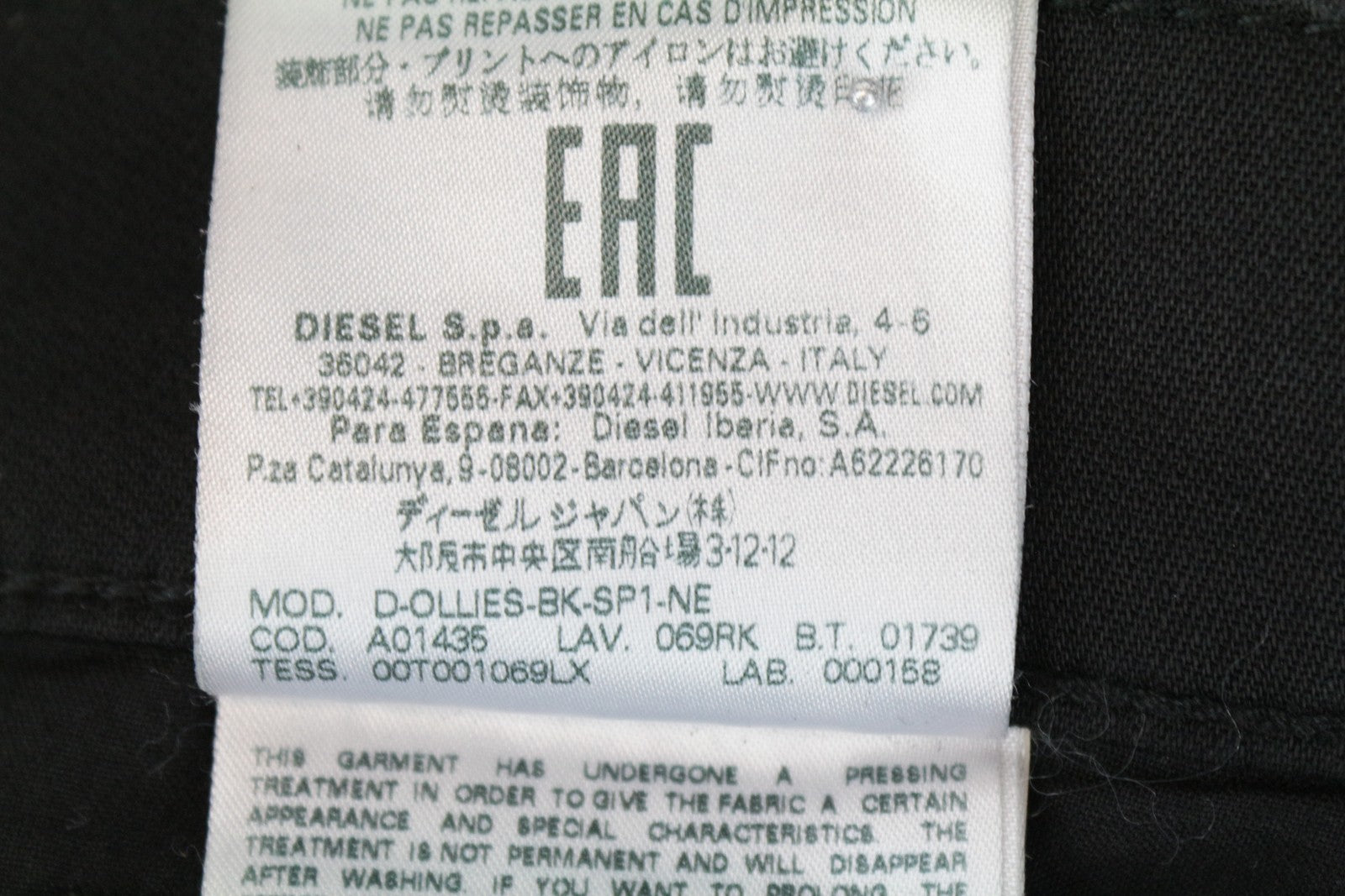 DIESEL D-Ollies 069RK moteriškos džinsinės kelnės W26 Slim Fit juodos Jogg vaškuotos tamprios kelnės 