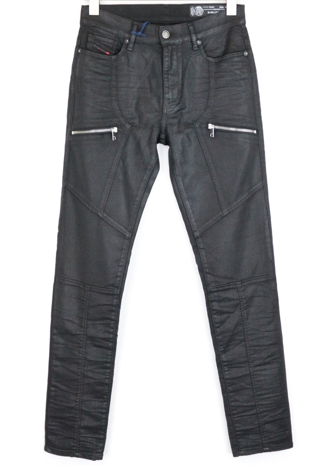 DIESEL D-Ollies 069RK moteriškos džinsinės kelnės W26 Slim Fit juodos Jogg vaškuotos tamprios kelnės 