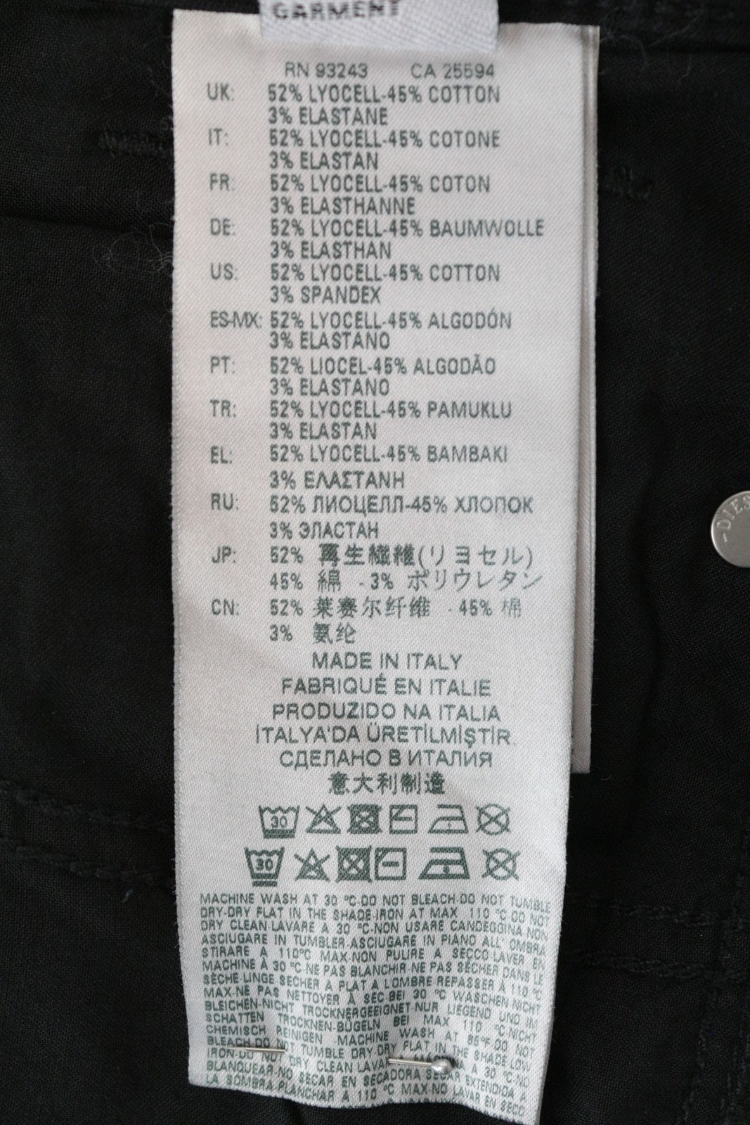 DIESEL D-Ollies 069RK moteriškos džinsinės kelnės W26 Slim Fit juodos Jogg vaškuotos tamprios kelnės 