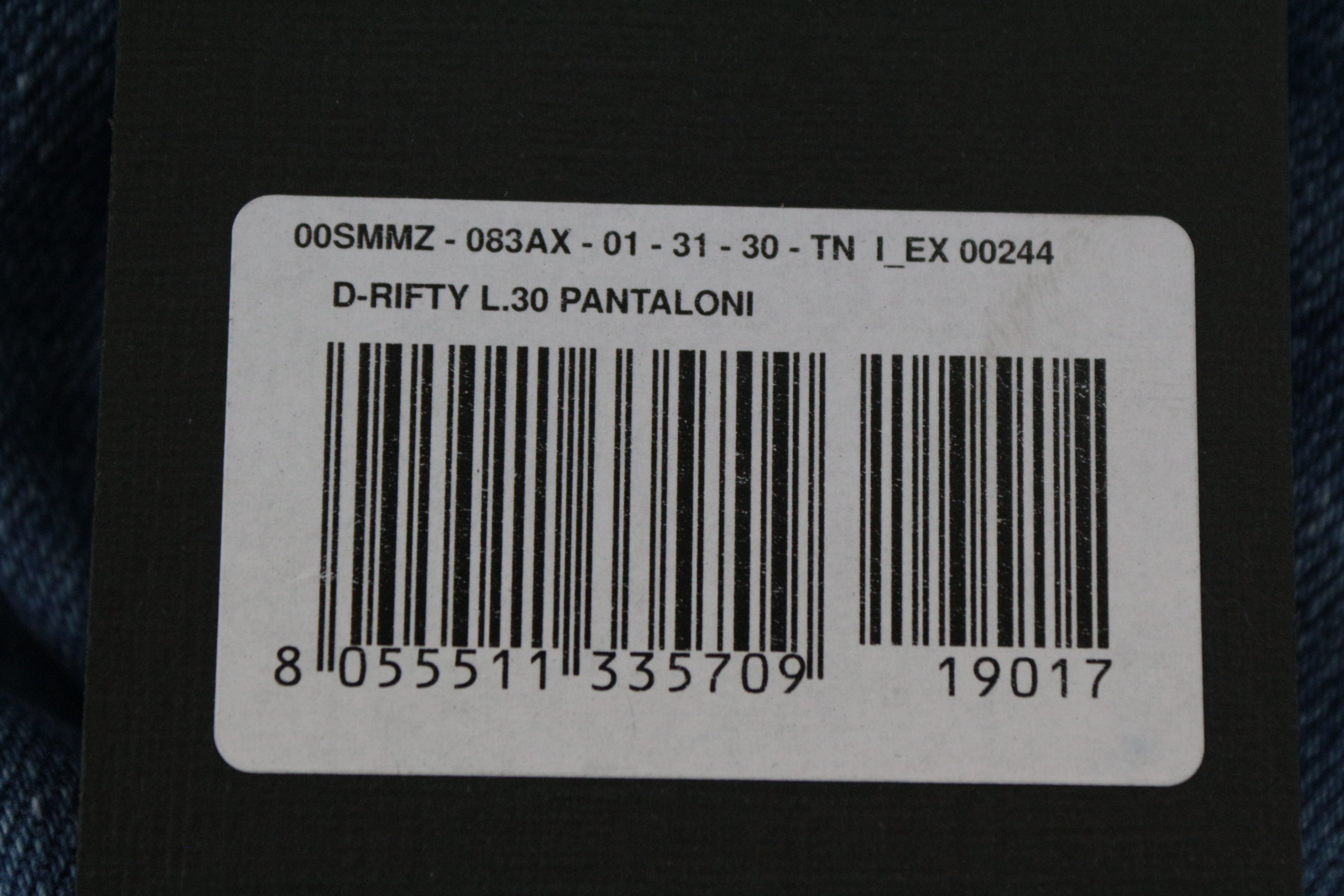 DIESEL D-Rifty 083AX moteriški džinsai W31/L30 Slim Stretch Fit mėlynos medvilnės džinsinis audinys 