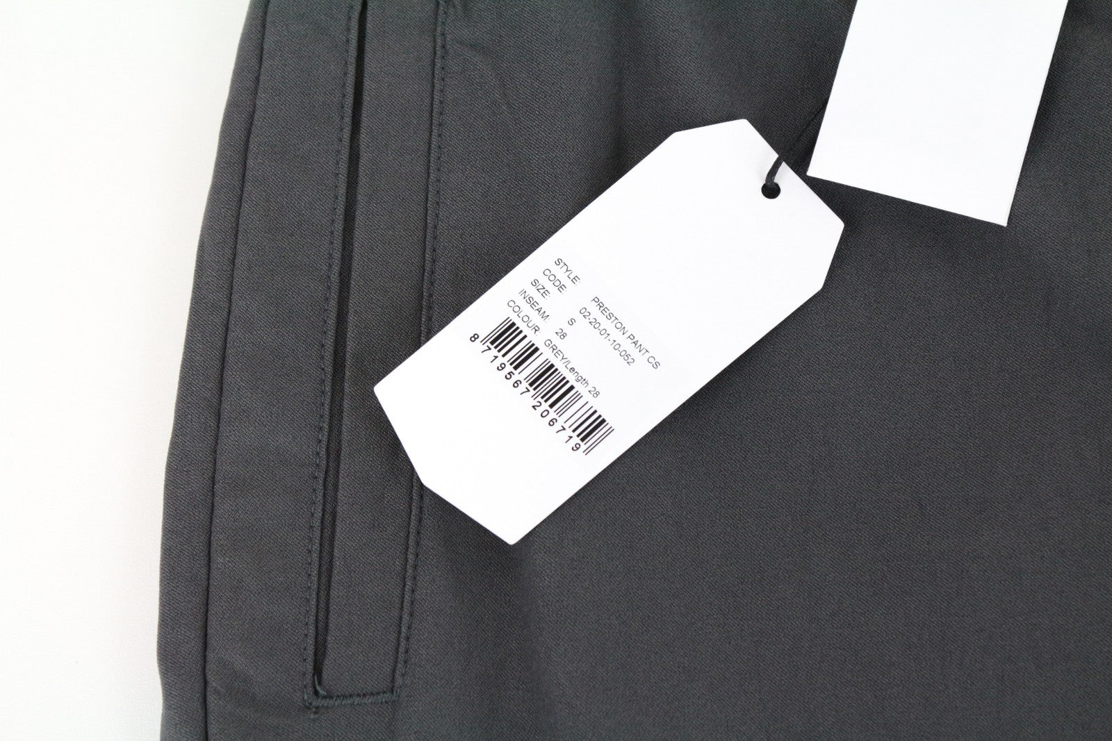 DENHAM Preston moteriškos pilkos tamprios kelnės S dydžio su klostėmis ir šoninėmis kišenėmis 