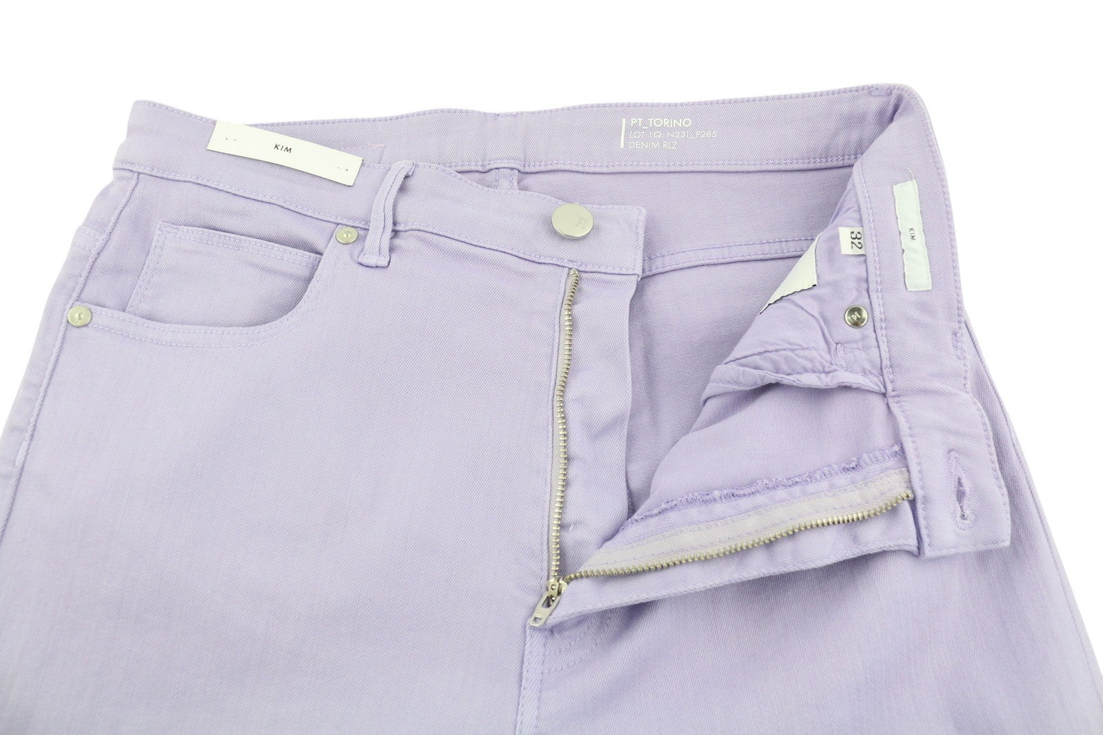 PT TORINO Kim moteriški džinsai W32 violetinės violetinės spalvos platėjantys tamprūs džinsai iki kulkšnies RRP 225 € 