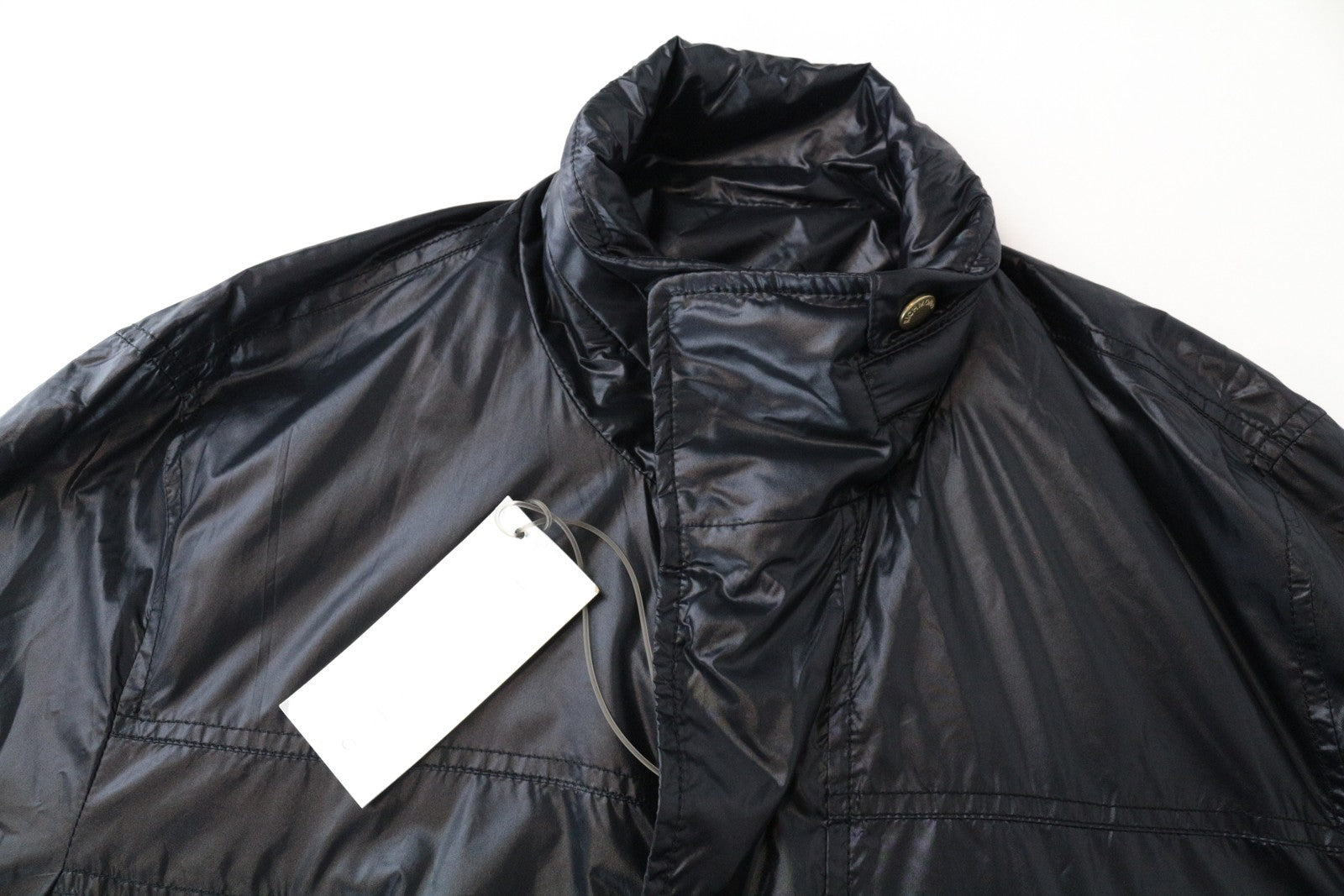 RICHMOND vyriška 48 tamsiai mėlyna striukė su užtrauktuku priekyje, lengva, vienaeilė 