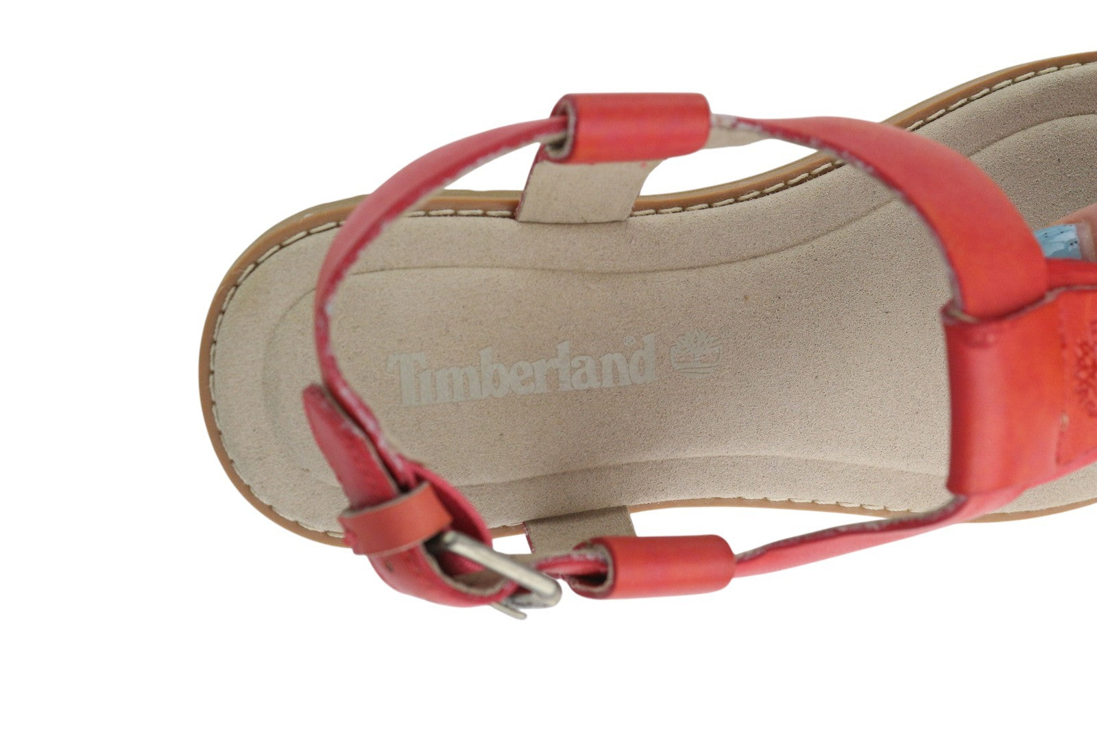TIMBERLAND A23UF Women Sandals EU36/37 Orange Leather Open Toe Buckle Closure
