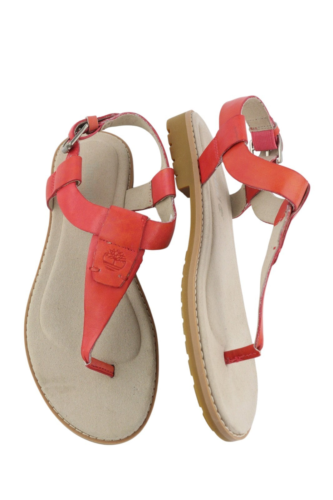 TIMBERLAND A23UF Women Sandals EU36/37 Orange Leather Open Toe Buckle Closure