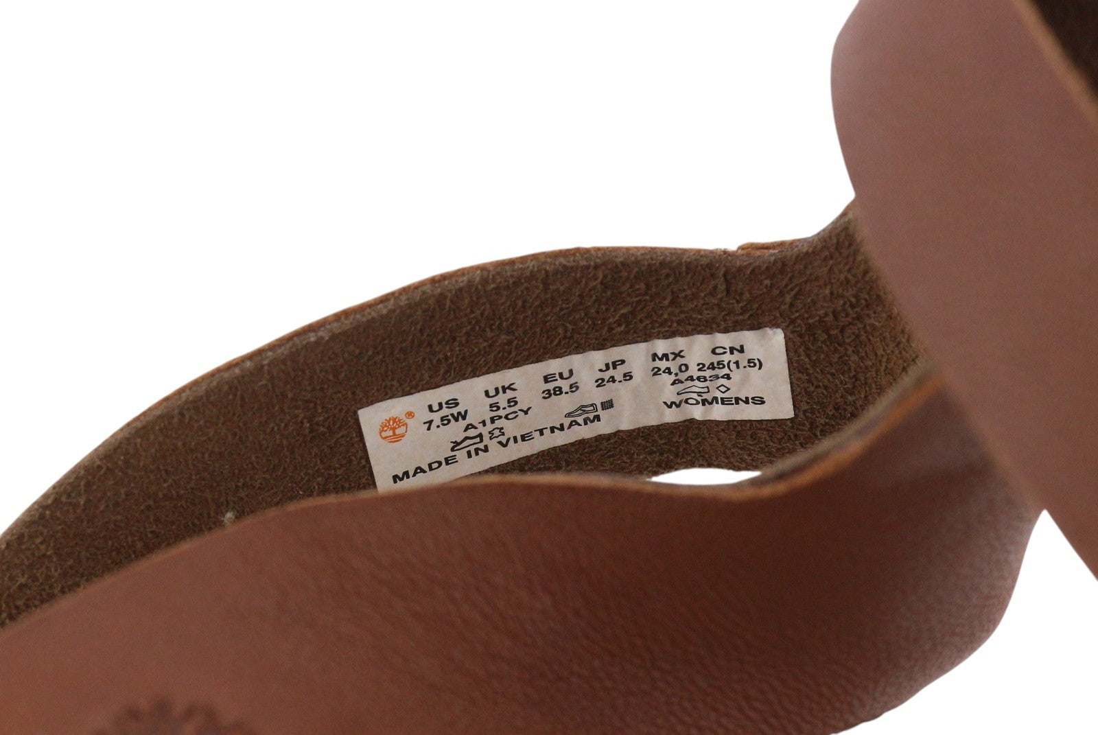 TIMBERLAND A1PCY Women Sandals EU38/38.5 Brown Leather Open Toe Flats Buckle